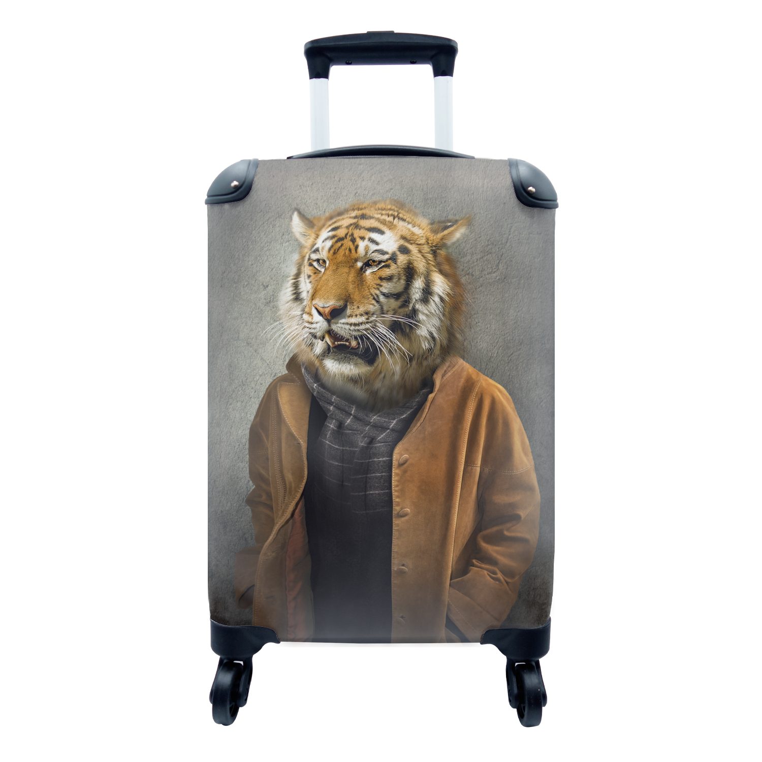 - Kleidung - Porträt, MuchoWow mit für Handgepäck Tiger Ferien, Rollen, 4 Reisetasche Handgepäckkoffer Trolley, rollen, Reisekoffer