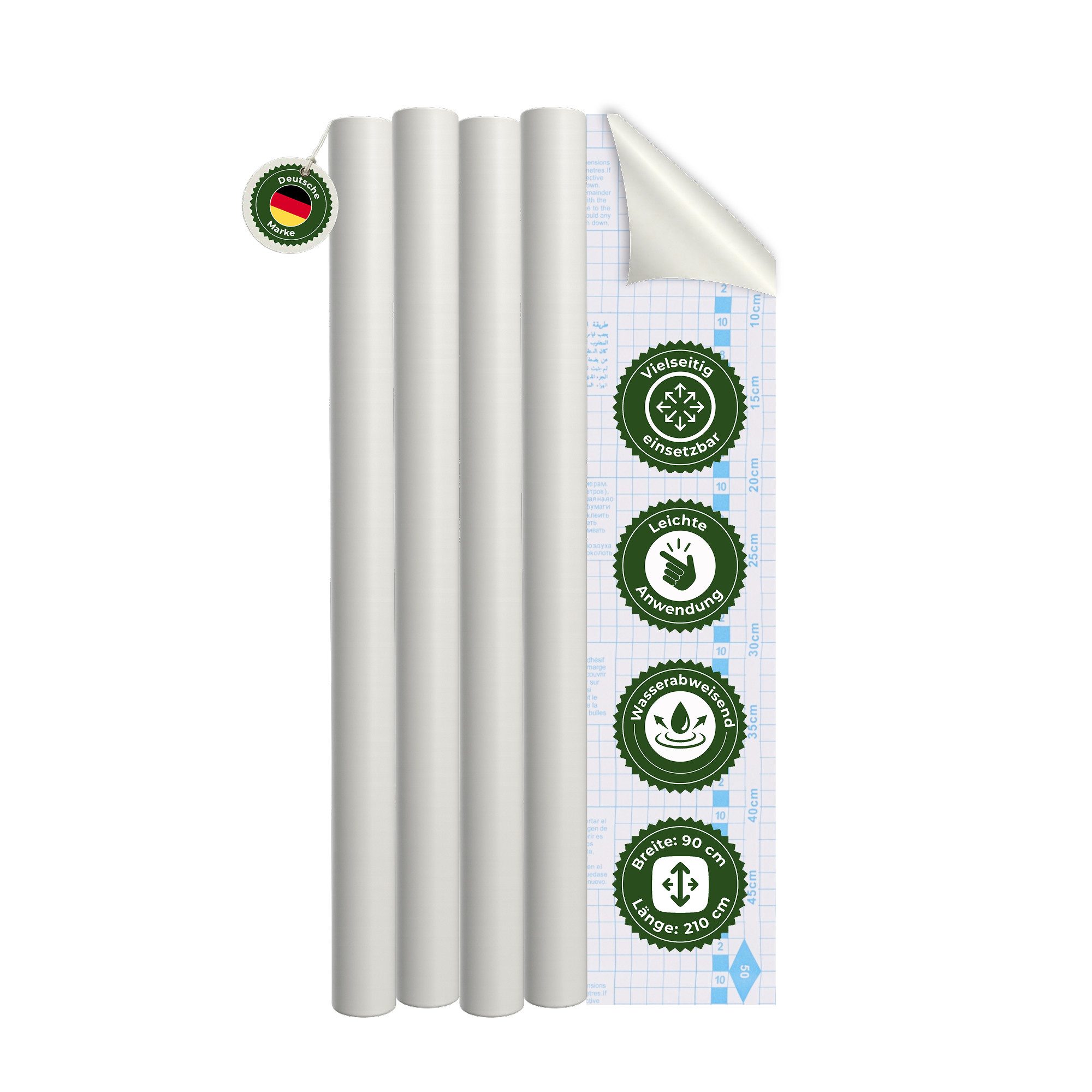 Veluxis Möbelfolie Veluxis® Möbelfolie für Küche & Bad, (4St), selbstklebend & reißfest – wasserfest & hitzebeständig