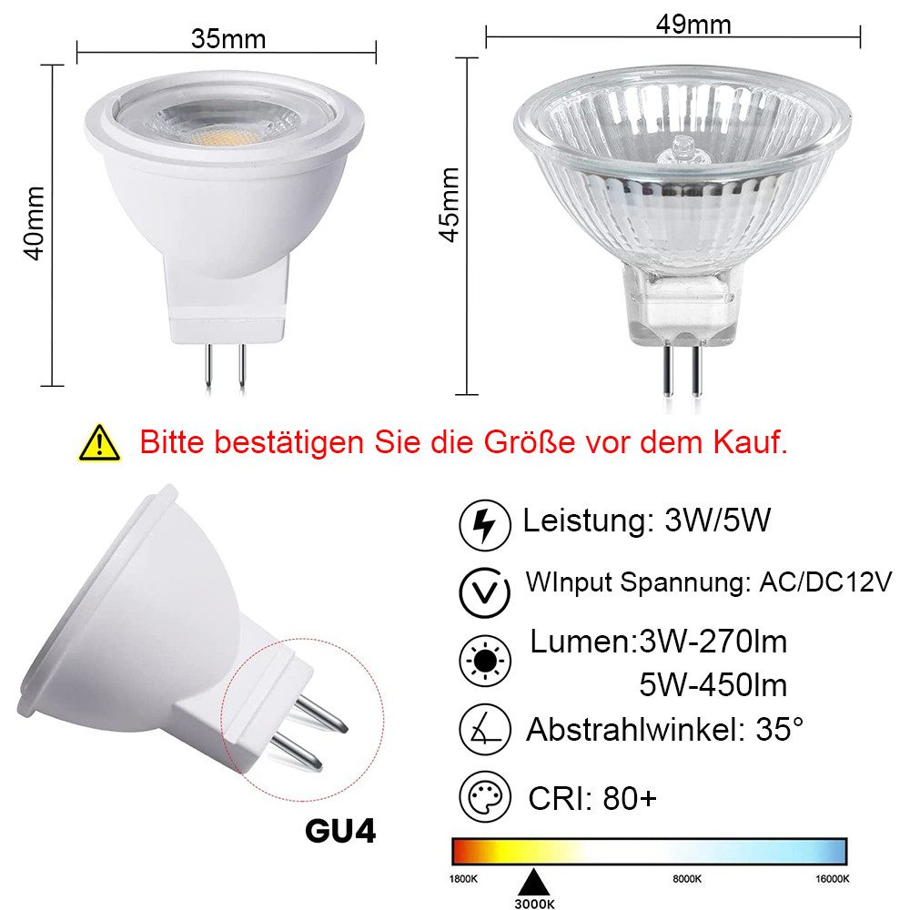MUPOO LED-Leuchtmittel LED Glühbirnen, 3W/5W MR11 GU4 LED Lampen, MR11 GU4, günstig online kaufen