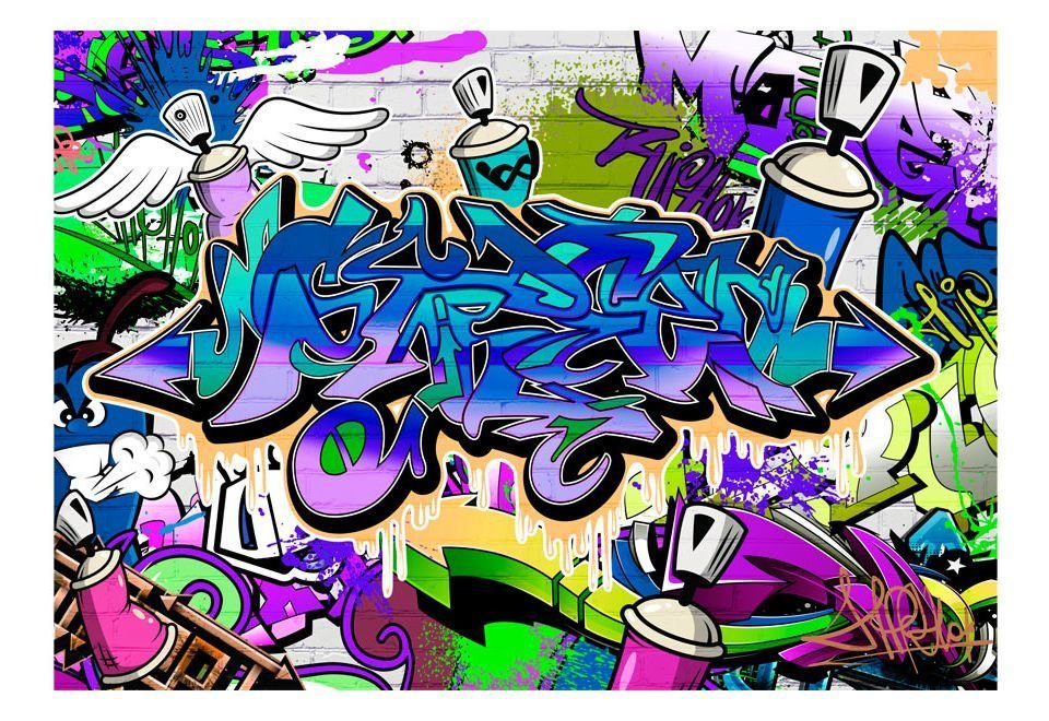 KUNSTLOFT violet m, Design 1x0.7 halb-matt, Vliestapete Tapete Graffiti: theme lichtbeständige