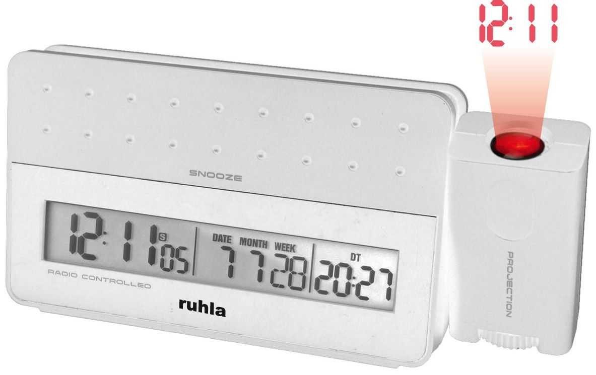 UMR Ruhla Projektionswecker Funkwecker mit Projektion - weiss - RC-Clock 170-2