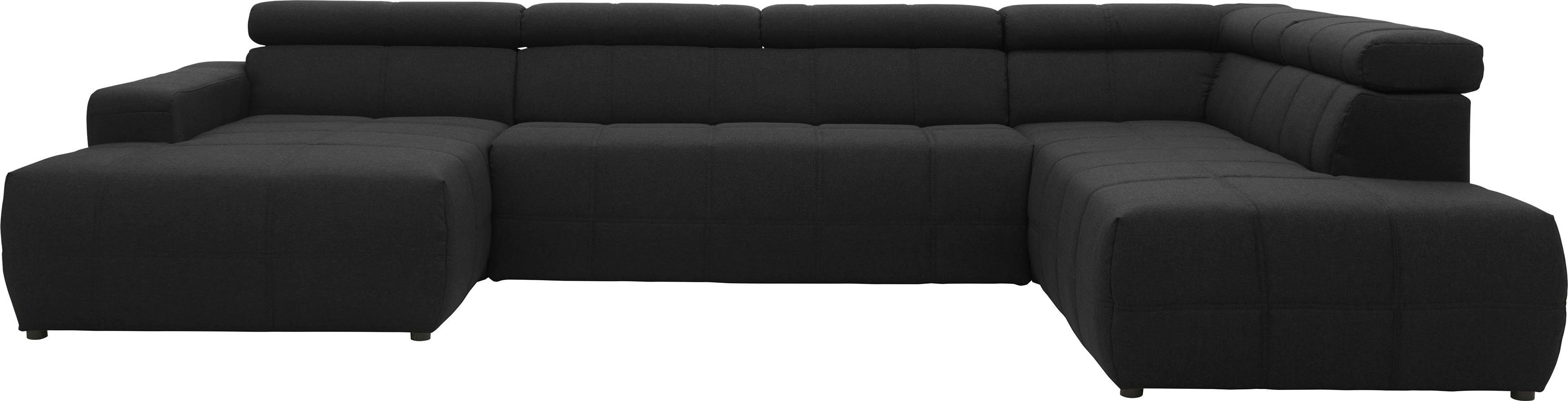 DOMO collection Wohnlandschaft Brandon, whlw. mit Sitztiefenverstellung, whlw. Nierenkissen, mit Kopfteilverstellung, wahlweise Sitztiefenverstellung, U-Form