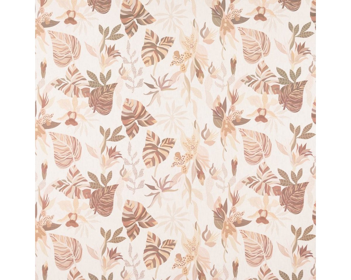 Thumbnail - SCHÖNER LEBEN. Stoff Dekostoff Baumwollstoff Enys1 Soft Blätter ecru beige braun 1,40m, Digitaldruck
