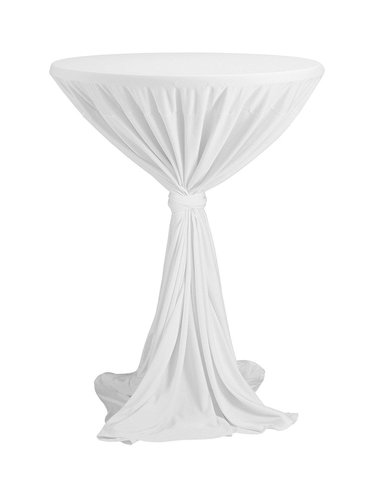 Dena Stehtischhusse Tischhusse mit Schleife °80-90 cm weiss Poly-Jersey
