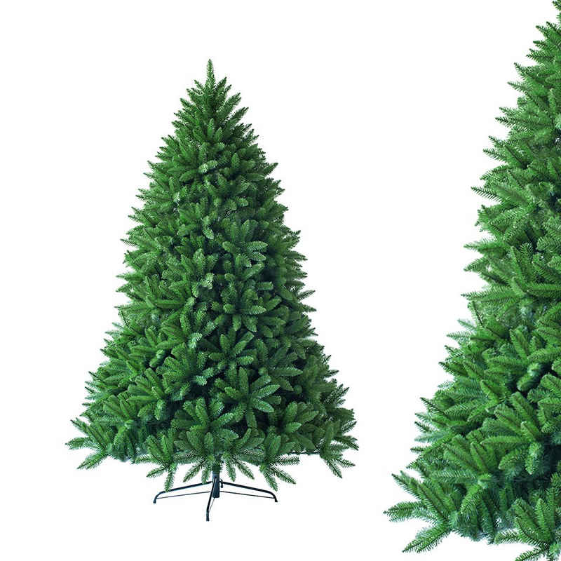 COSTWAY Künstlicher Weihnachtsbaum, Tannen, 150cm Tannenbaum mit 600 PVC Nadeln, Metallständer & Klappsystem, Christbaum grün