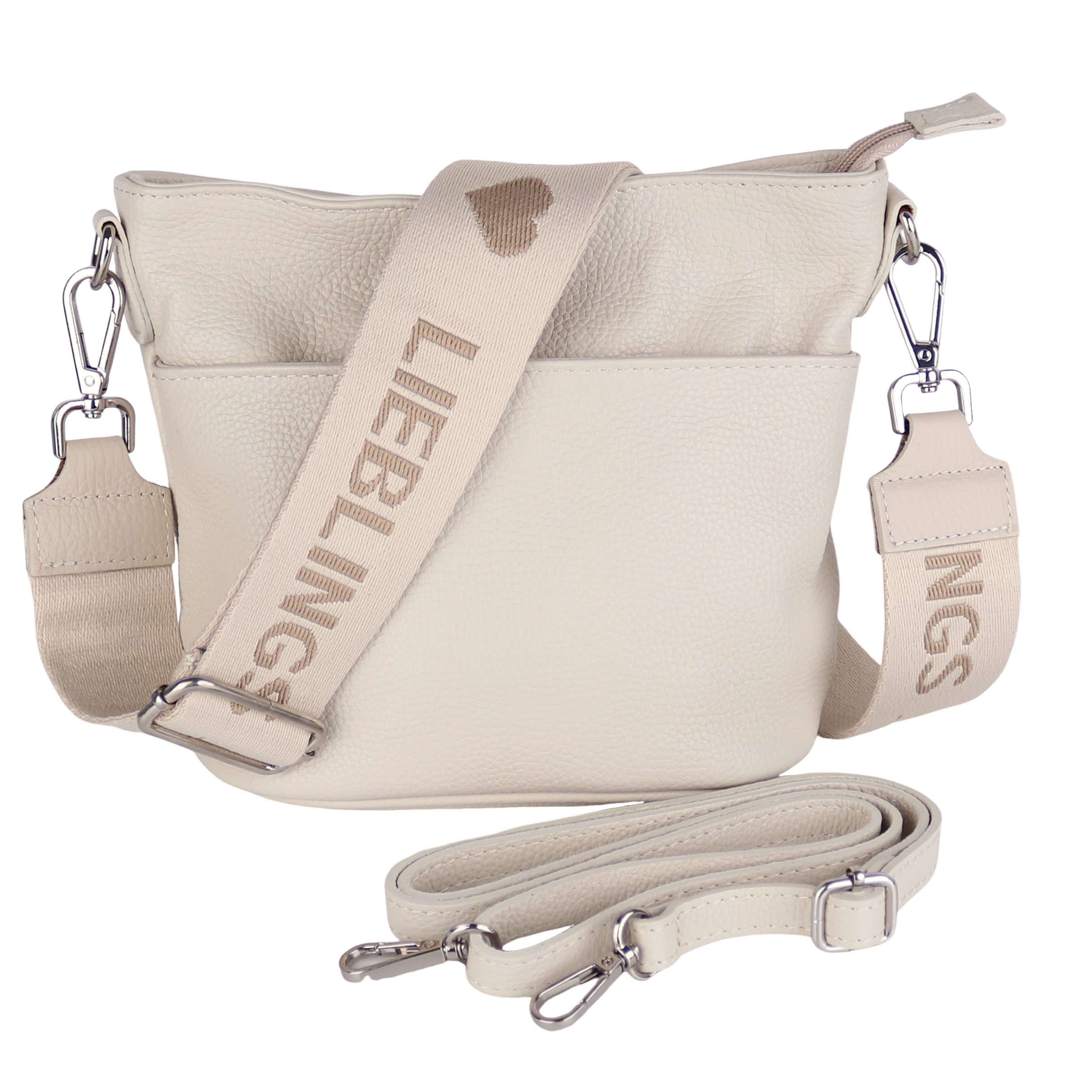 MIRROSI Umhängetasche Damen, Crossbody Bag, Echtleder Made in Italy (1 Tasche 2 Gurte oder Basic Version 1 Tasche 1 Gurt), 24x18x12cm (BXHXT)