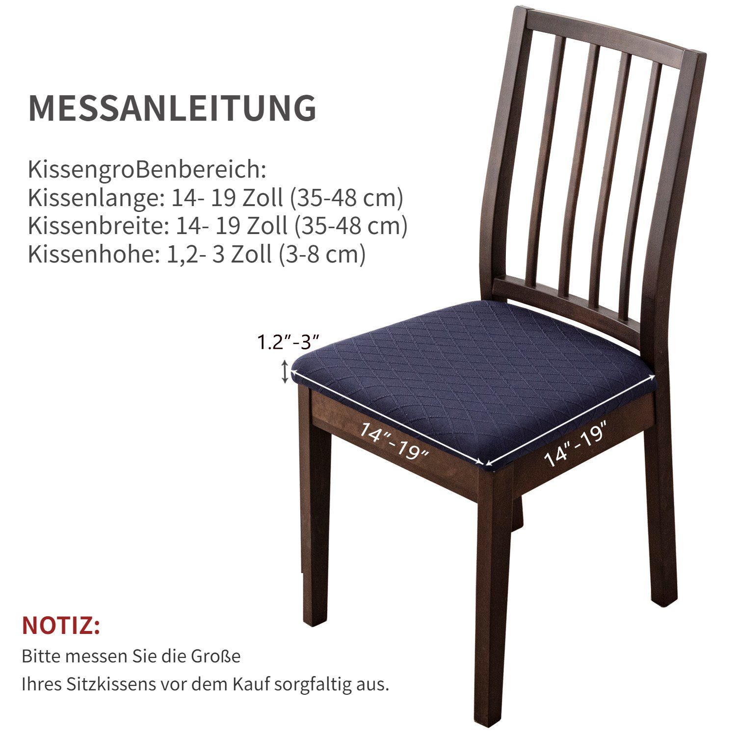 Set -Schonbezüge HOMEIDEAS, Stuhlhusse, Navy blau Stretch-Jacquard-Stuhl-Sitzbezüge,