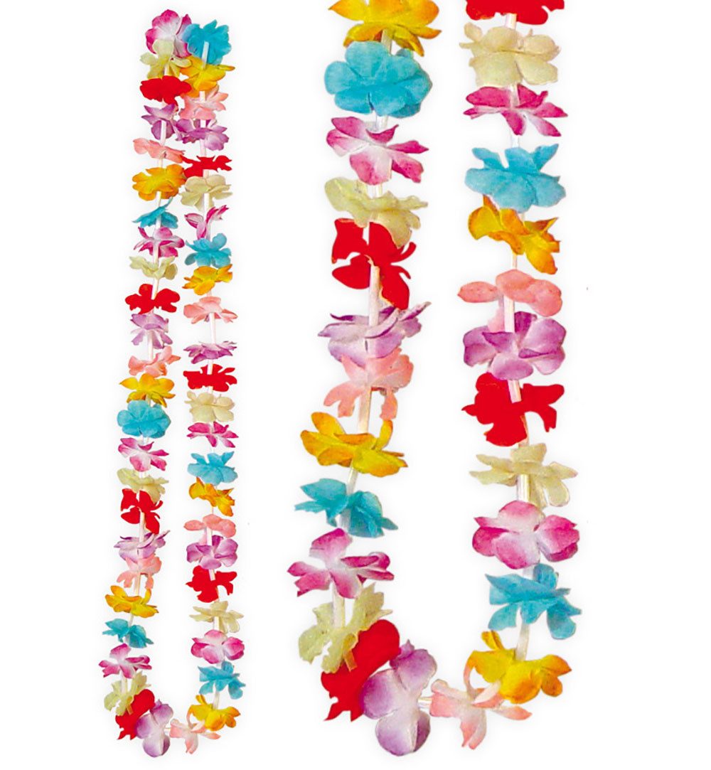 Fries Hawaii-Kostüm Hawaii Blumen Kette 50 cm bunt gemischt Karneval Fasching Halloween