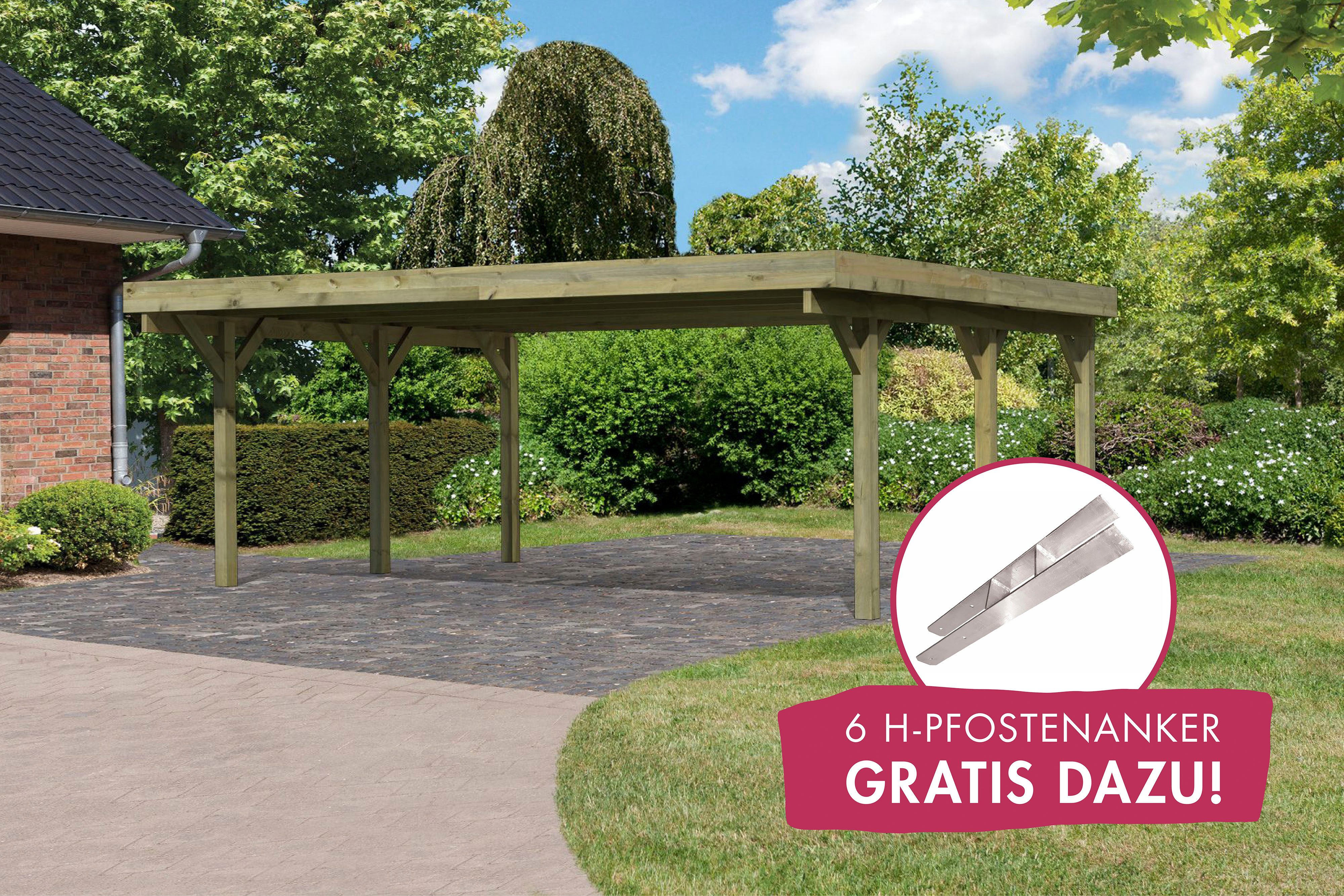 Karibu Doppelcarport Classic 1, BxT: 598x480 cm, 206 cm Einfahrtshöhe