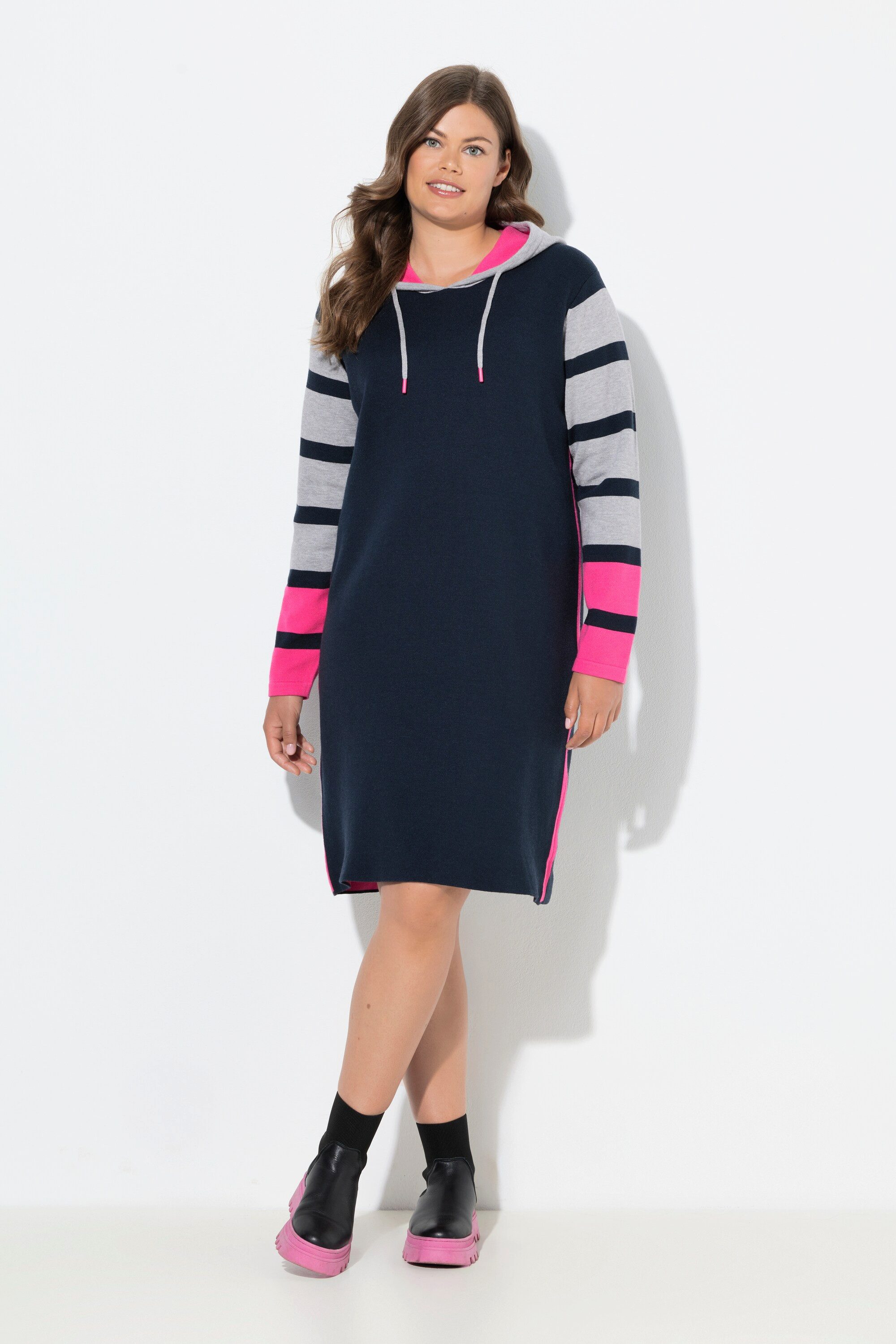 Laurasøn Midikleid Strickkleid Kapuze Langarm günstig online kaufen