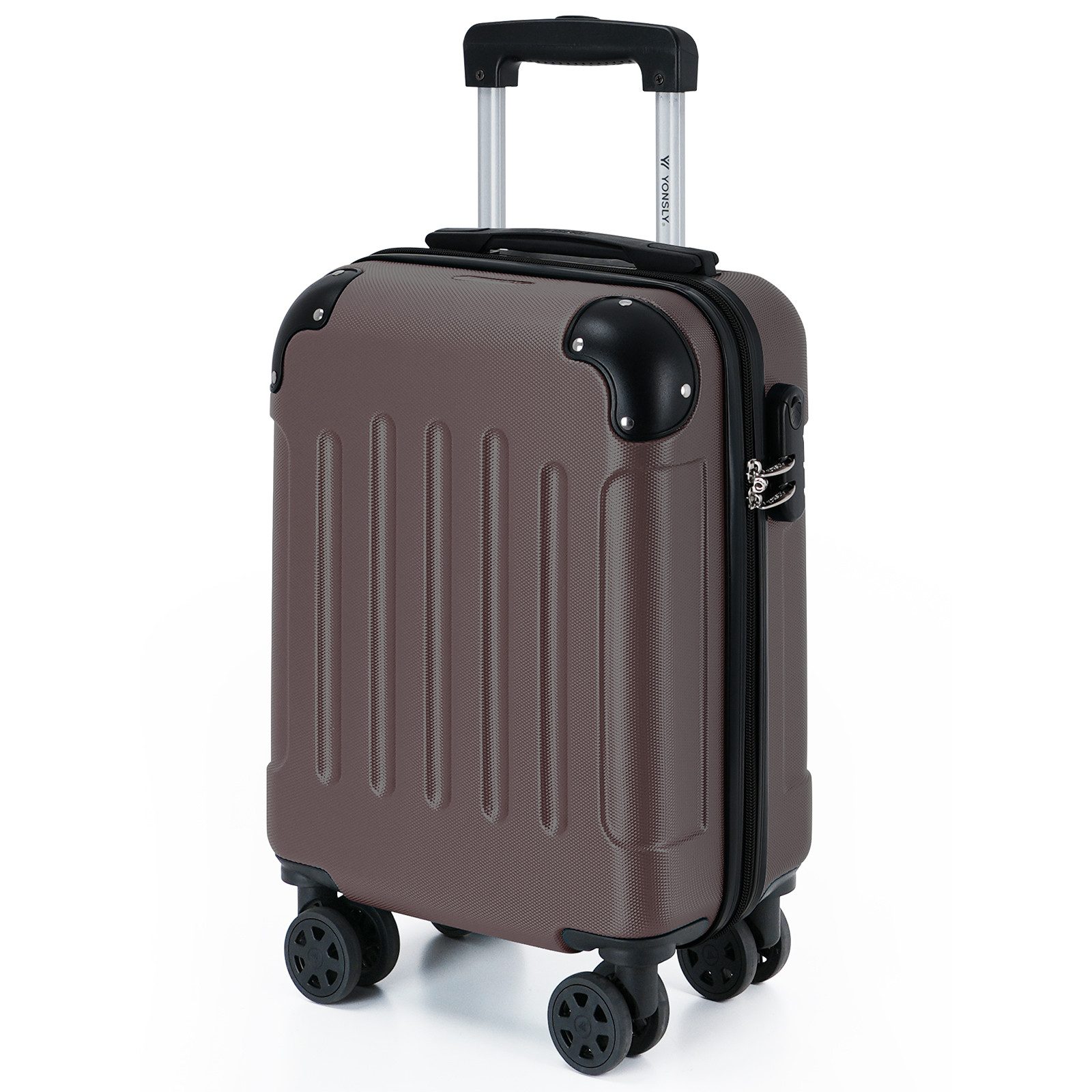 YONSLY Hartschalen-Trolley Hartschalen-Reisekoffer Trolley Rollkoffer in S/M/L/XL Größen, 4 Rollen, mit 360°-Lenkrollen, Zahlenschloss und mehrstufigem Teleskopgriff