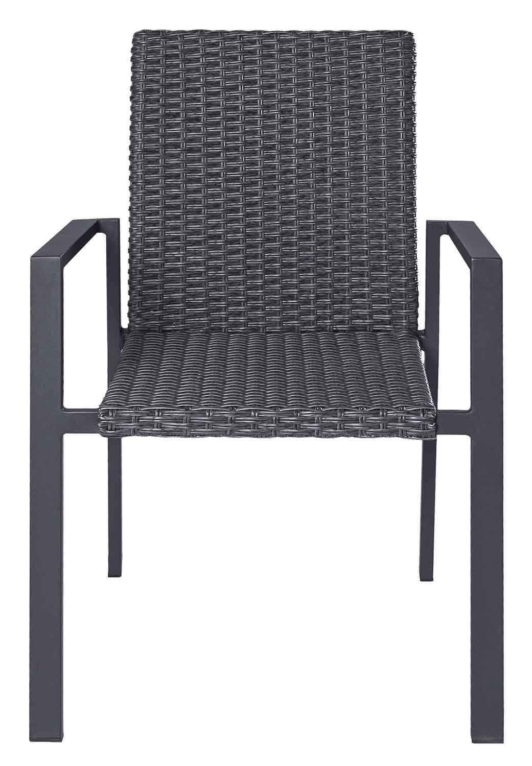 Outdoor Gartenstuhl KERAMO, Kunststoff-Geflecht, Grau, Anthrazit, Aluminium, stapelbar