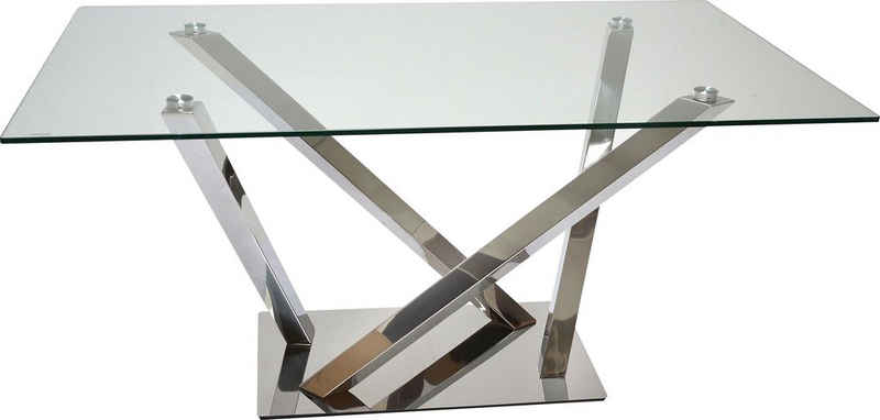 Leonique Esstisch Micado, mit Glasplatte und raffiniertem Chromgestell, in Handarbeit gefertigt