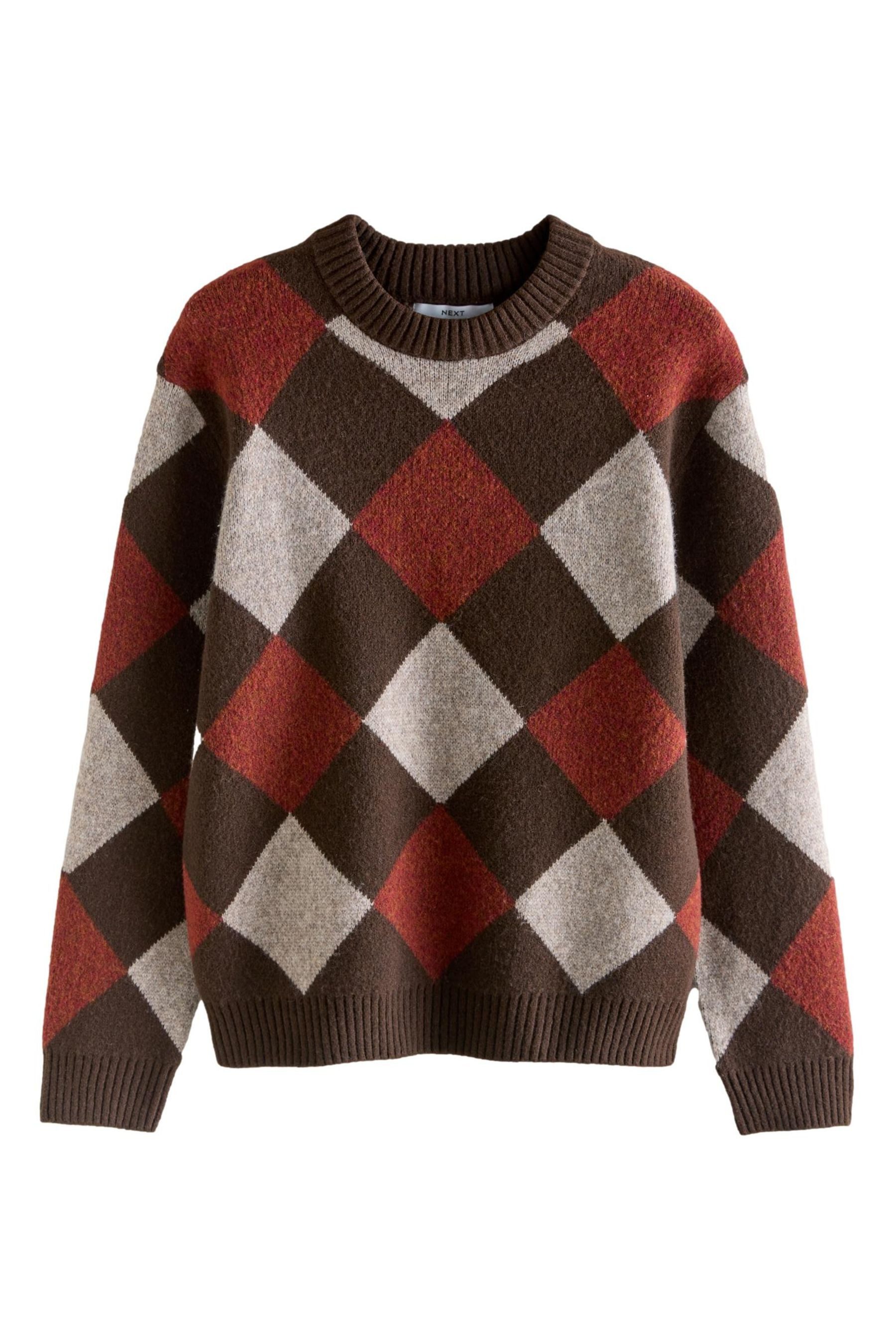 Rundhalspullover Regular Fit Rundhalspullover mit Argylemuster