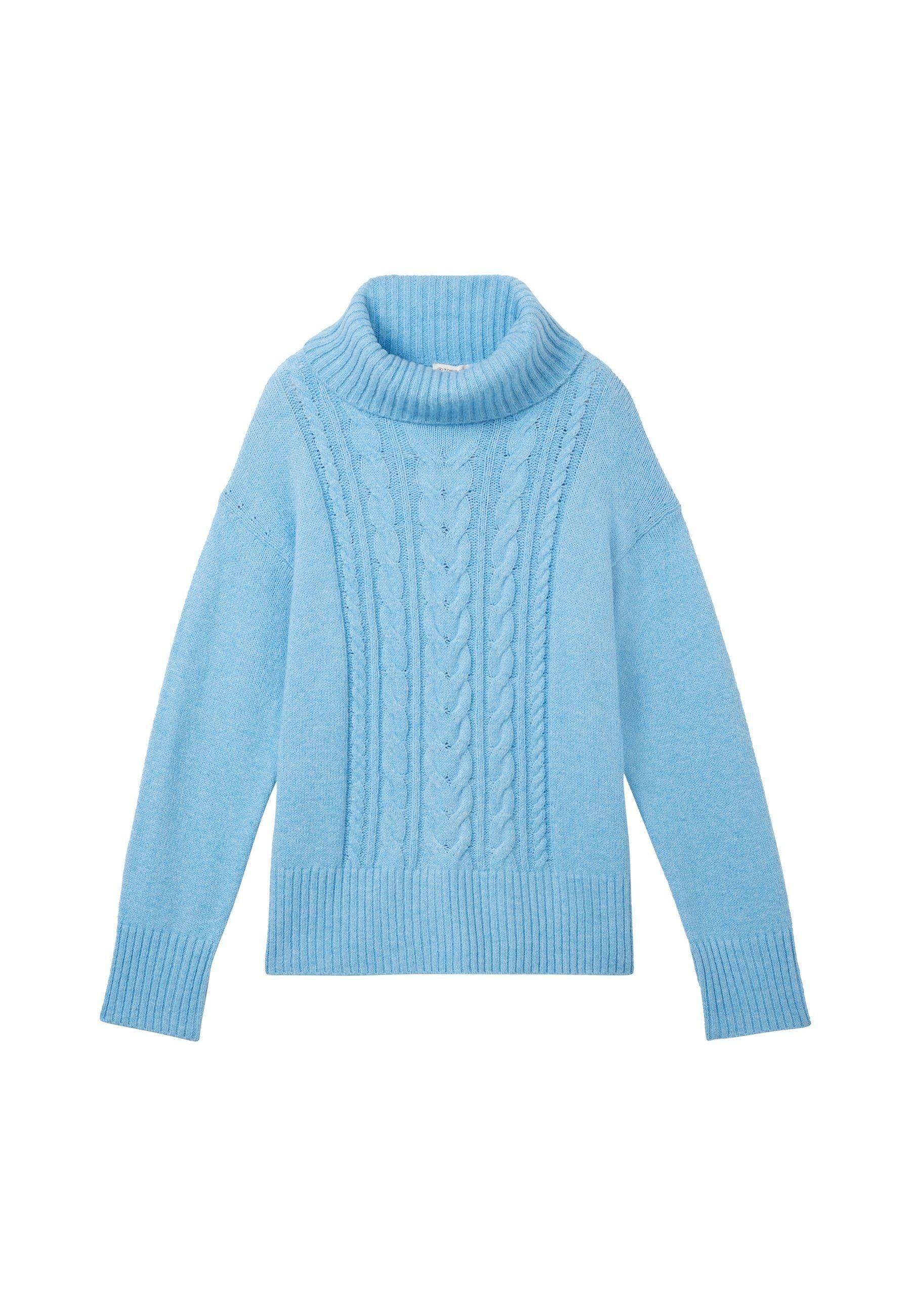 TOM TAILOR Rollkragenpullover Pullover Strickpullover mit Rollkragen und (1-tlg) hellblau