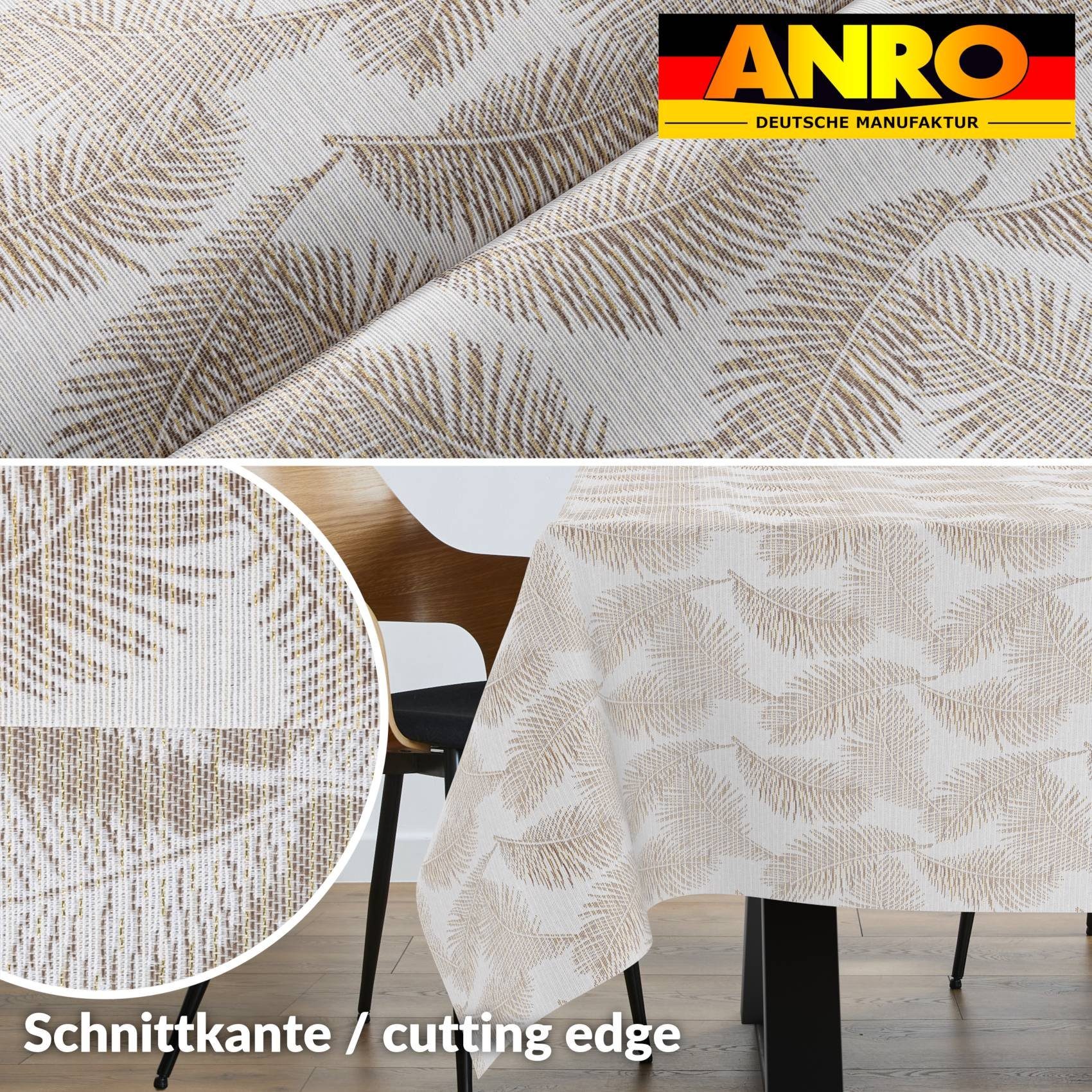 ANRO Tischdecke aus feinem Stoff exklusiv Veredelung Tischtuch Edelmetall Tischwäsche (Einzelstück 1-tlg), Premium TEFLON und 2-Fache Acryl Beschichtung