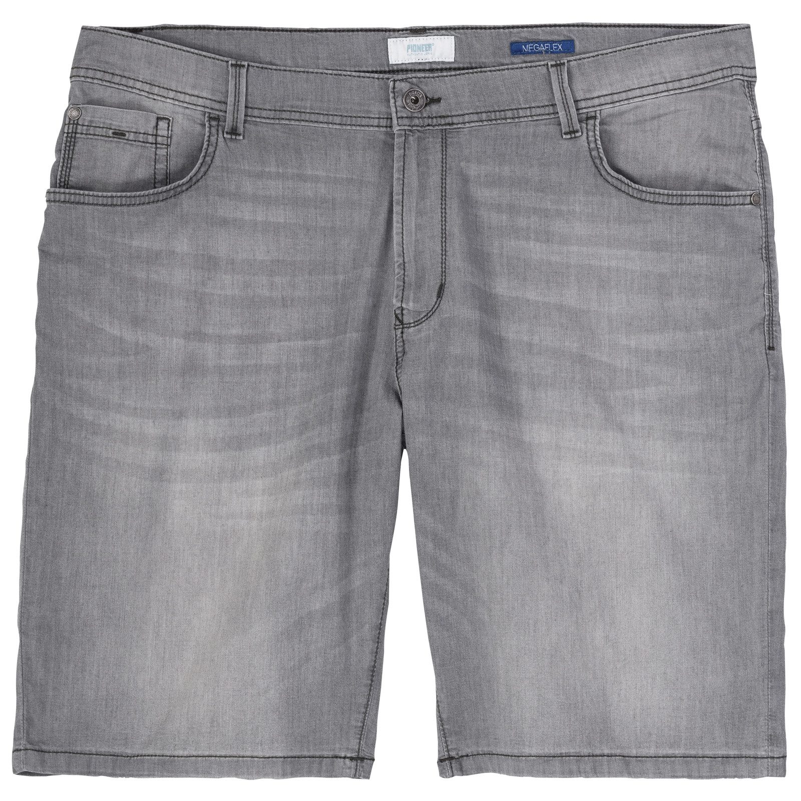 Pionier Jeansshorts Pioneer Übergröße Jeans-Shorts leicht Finn grau used