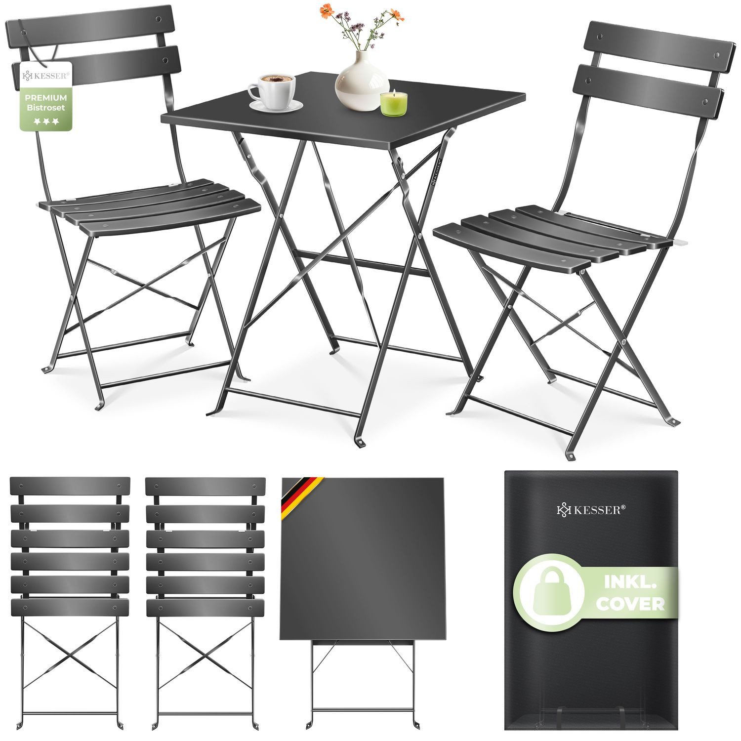 KESSER Bistrotisch 3-teiliges Bistroset Outdoor Sitzgruppe günstig online kaufen