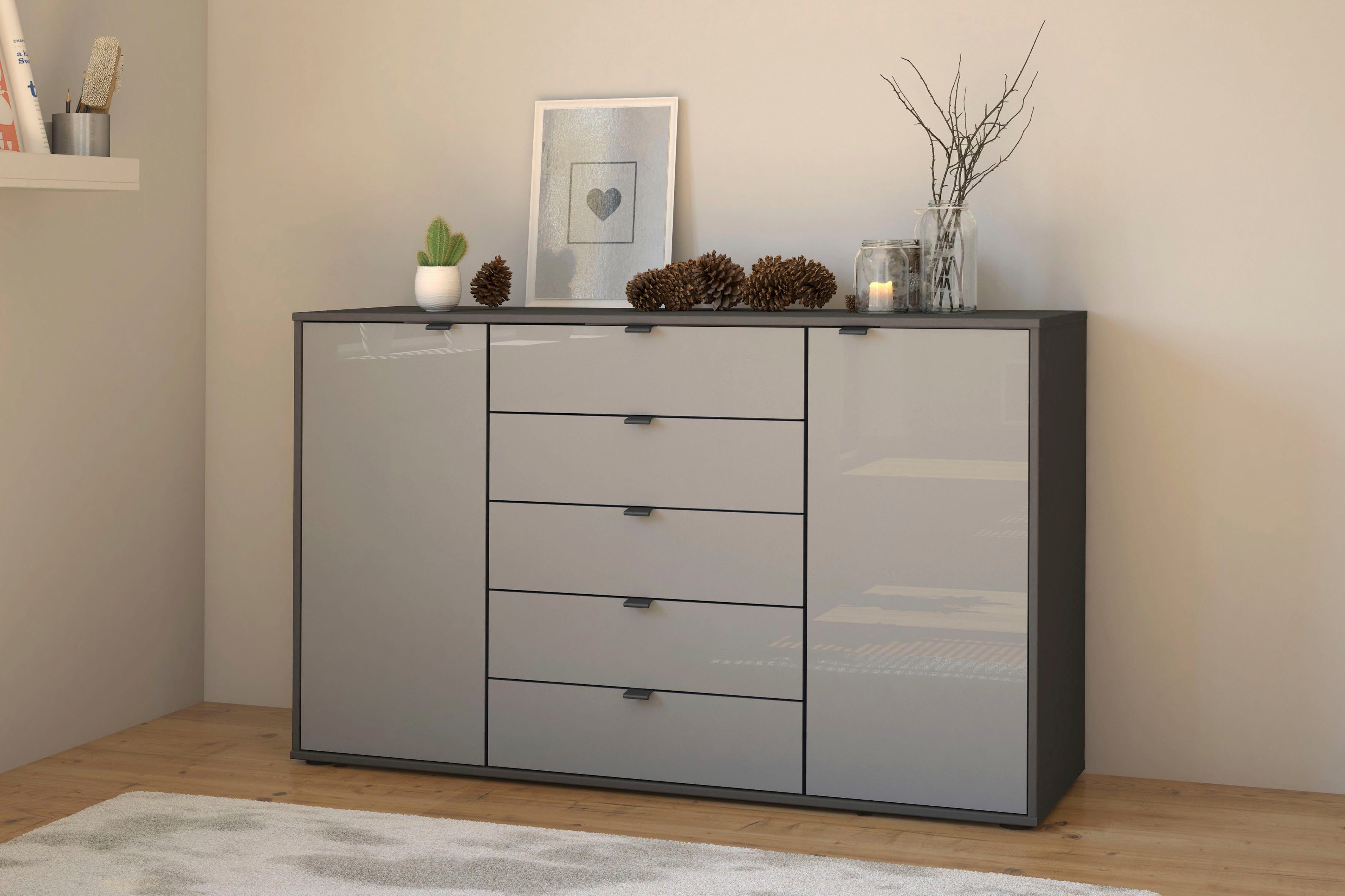 WIEMANN Kombikommode Nizza, vormontiert, mit Soft-Close und Glasfront