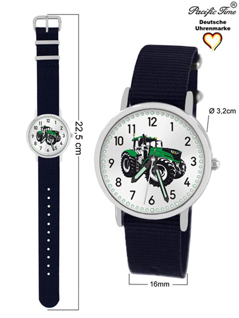 Gratis Kinder grün Armbanduhr blau - Quarzuhr Traktor Wechselarmband, Time Mix Match und Versand Design Pacific