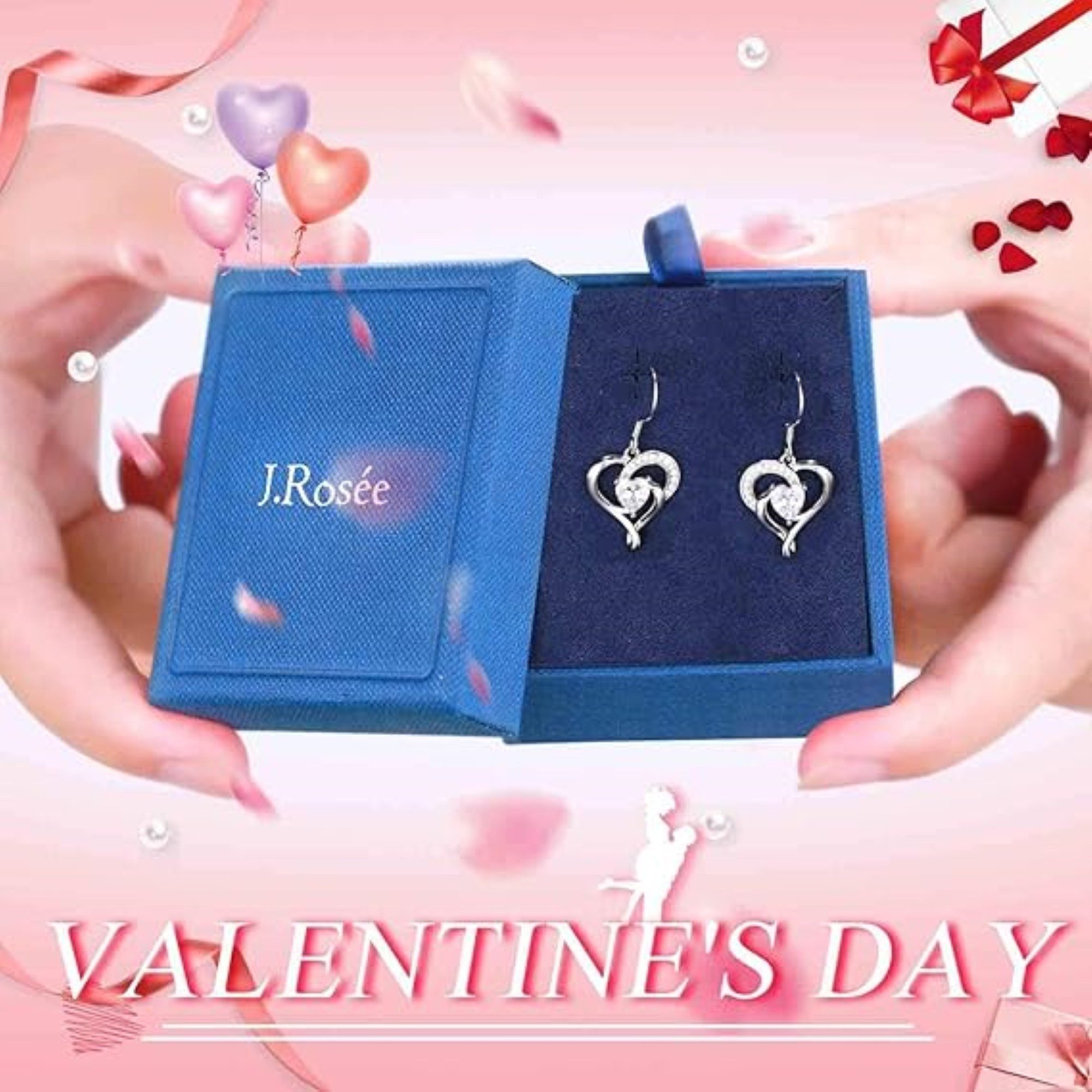 J. Rosée Paar Ohrhänger Swarovski Elements Kristall-Ohrstecker aus 925er Sterlingsilber (1 Paar Herz Ohrhänger inkl. Geschenkverpackung, 2-tlg., 1 Paar Herz Ohrhänger mit Kristallsteinen, inkl. Geschenkverpackung), 925 Sterlingsilber, nickelfrei, hochwertige verarbeitung