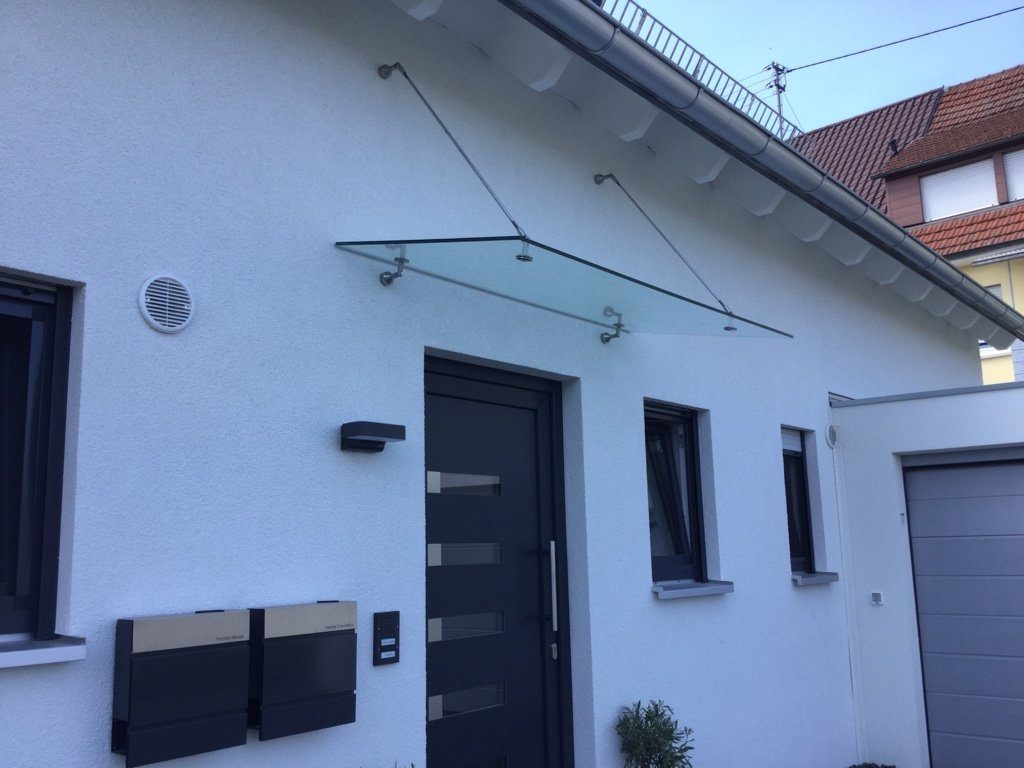 Fischer und Adamek Vordach Glasvordach Vordach für Haustür Türvordach Ãberdachung VSG 13 mm