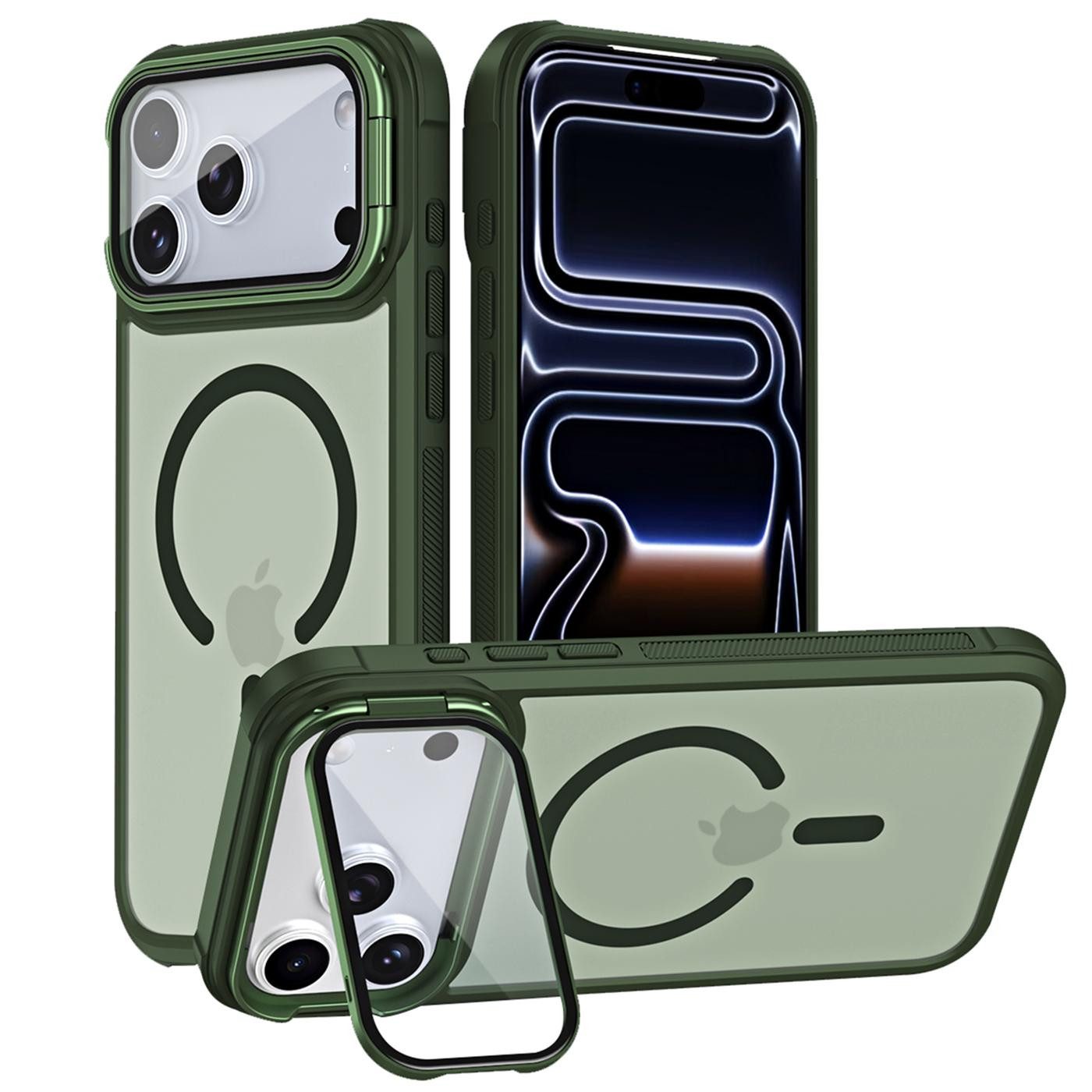 CoolGadget Handyhülle Hybrid CAM Handy Hülle für Apple iPhone 17 Pro Max 6,9 Zoll, Kameraschutzglas klappbar Schutzhülle Metallring für Magsafe Zubehör