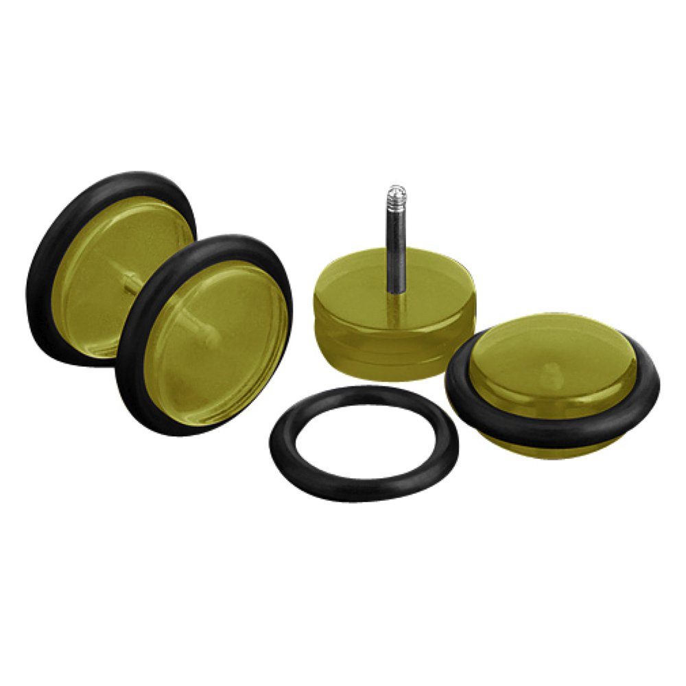 Taffstyle Piercing-Set Plug Tunnel Hantel Ohrstecker, Ohrpiercing Piercing Gelb Stecker Kunststoff UV Ohrring Fake Flesh Piercing Platte