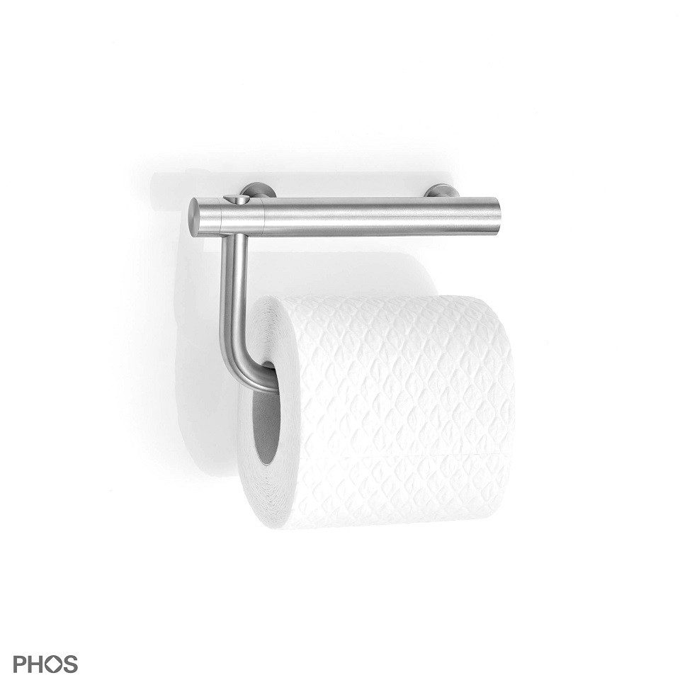 PHOS Design Toilettenpapierhalter, Klopapierhalter, WC-Rollenhalter aus Edelstahl (Modell: TPH4), verschraubt - 100 % Made in Germany