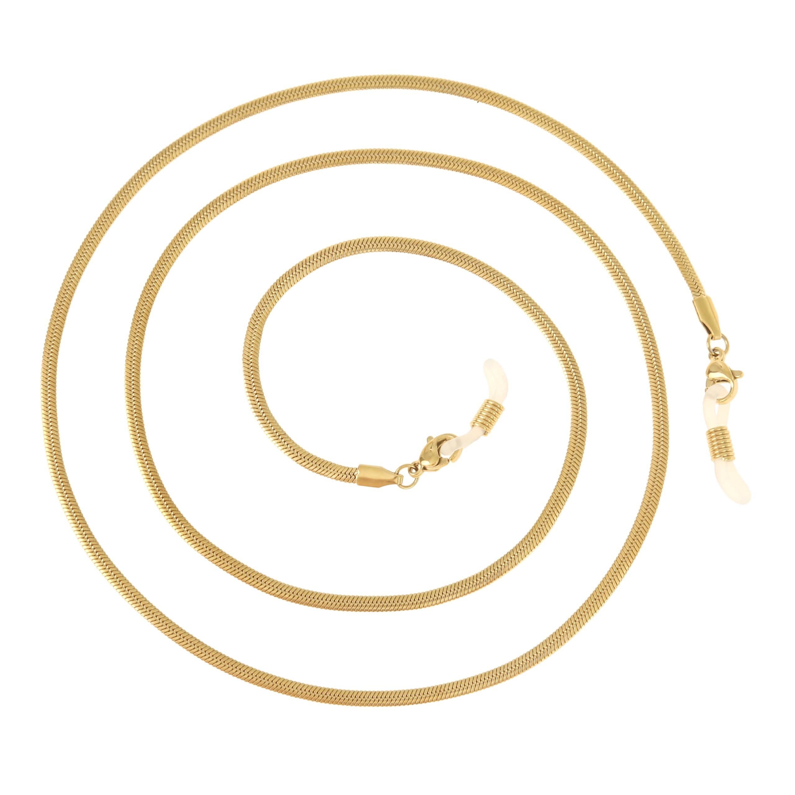 Made by Nami Brillenkette Brillenkette Damen Modern Brillenband Herren Schlangen Design, Gold, 70cm