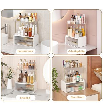 DOPWii Make-Up Organizer Badezimmer-Kosmetik-Aufbewahrungsbox, Aufbewahrungsbox für die, Arbeitsplatte, große Hautpflege-Aufbewahrungsbox mit 2 Schubladen