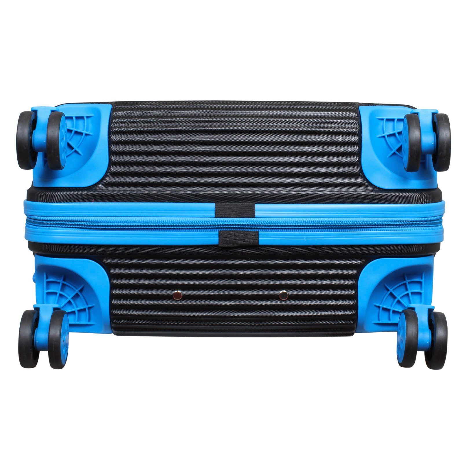 Trendyshop365 Hartschalen-Trolley Santorin, schwarz-blau robust Farben, Hartschale, und leicht Zahlenschloss, 4 4 Größen, Zwillingsrollen, Rollen, 3