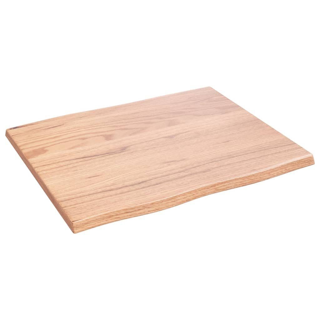 furnicato Tischplatte 60x50x2 cm (1 Baumkante St) Eiche Massivholz Behandelt