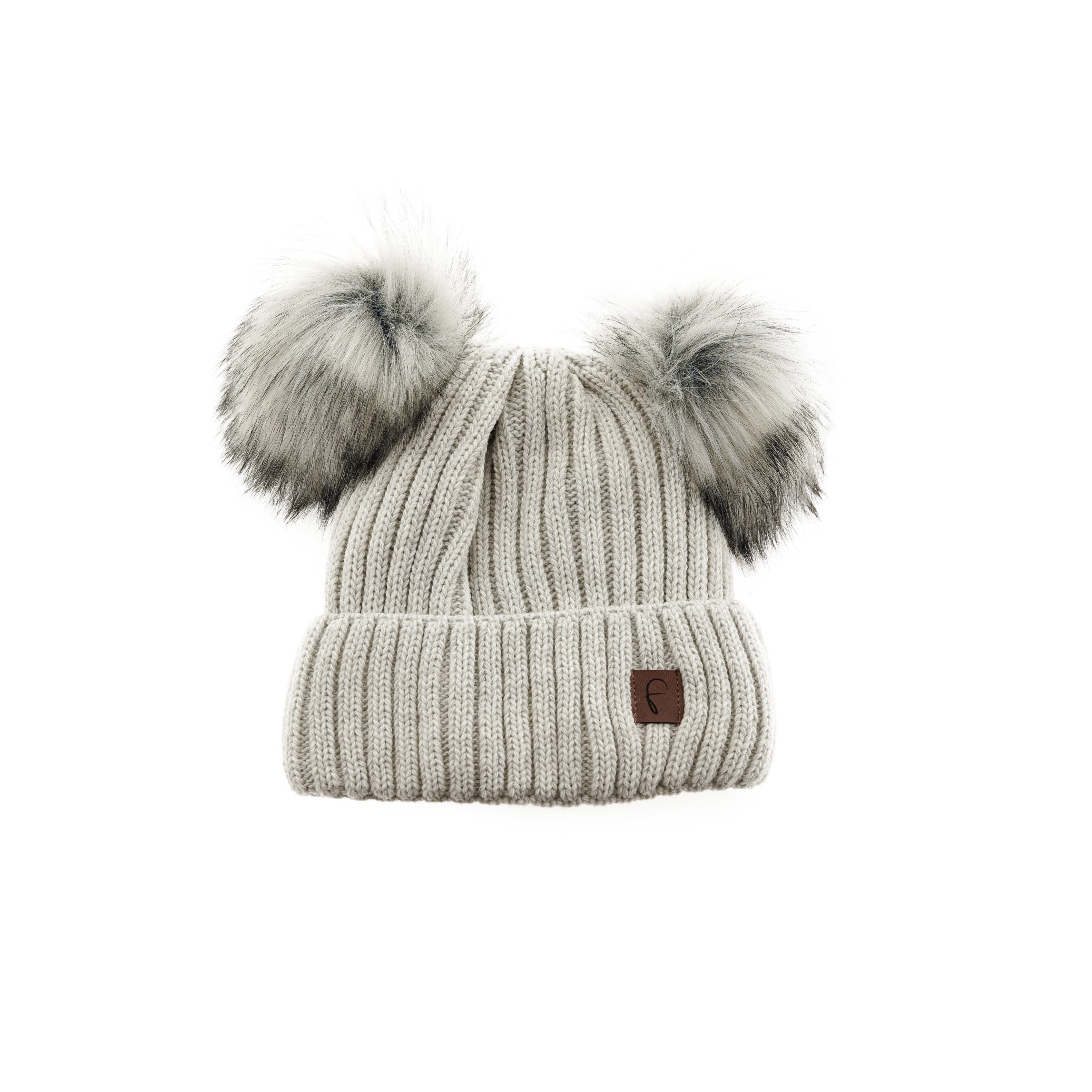 Faera Bommelmütze Wintermütze mit Doppel-Bommel mit Innenfutter ideal für Kalte Tage