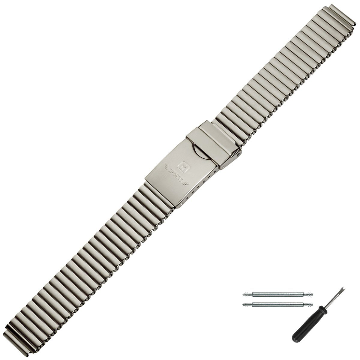 MARBURGER Uhrenarmband 12mm Edelstahl Titan Zugband