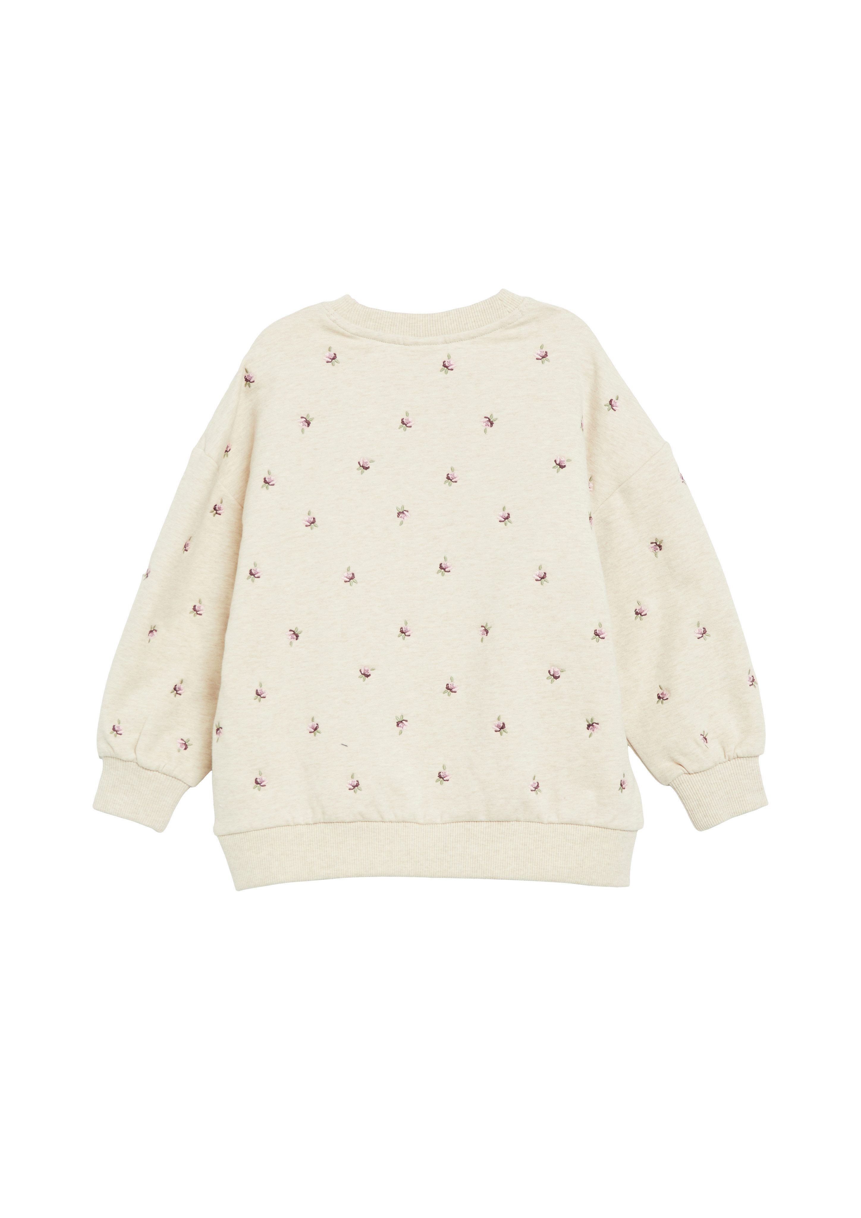 s.Oliver Junior Sweatshirt Allover-Stickerei, melierte Optik, Rundhals