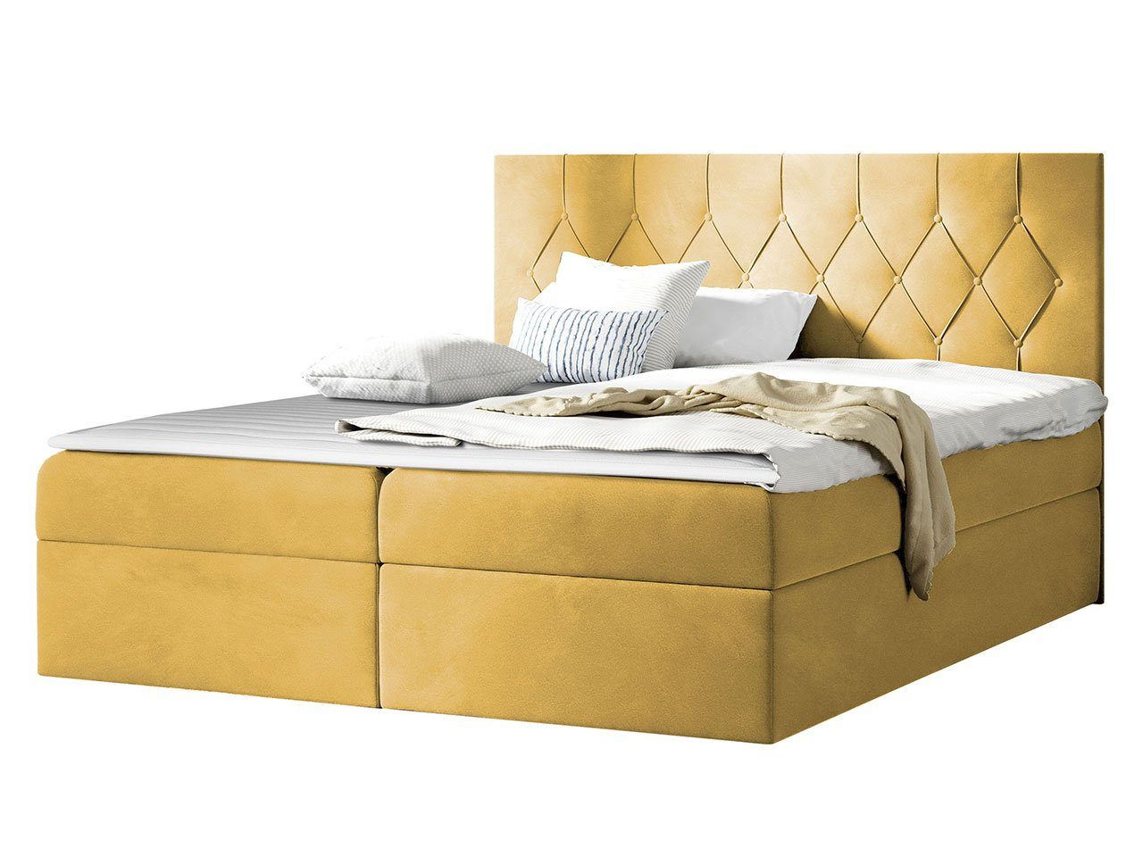 MIRJAN24 Boxspringbett Sky (Matratze und Topper, Polsterkopfteil), Doppelbett mit 2 Bettkästen, Bettgestell