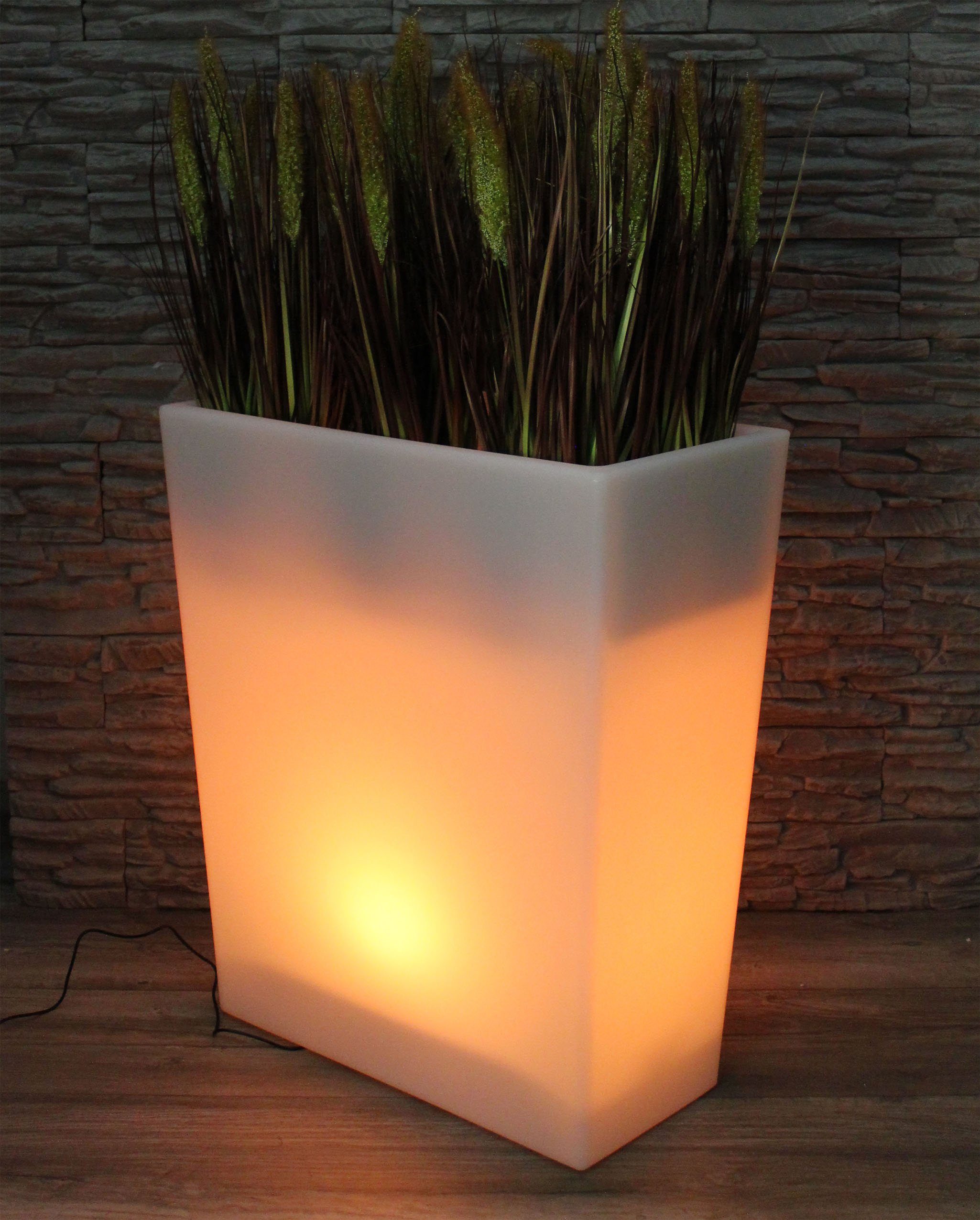 Arnusa Pflanzkübel LED Blumenkübel beleuchtet Farbwechsel RGB 70x59 cm groß PL403S, Akku Modus kabellos und Netzbetrieb Blumentopf modern