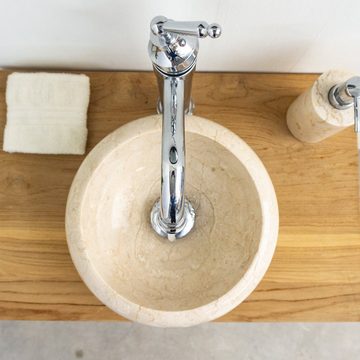 wohnfreuden Aufsatzwaschbecken Marmor Waschbecken Asbak mini 30 cm poliert creme (Kein Set), 7_93923