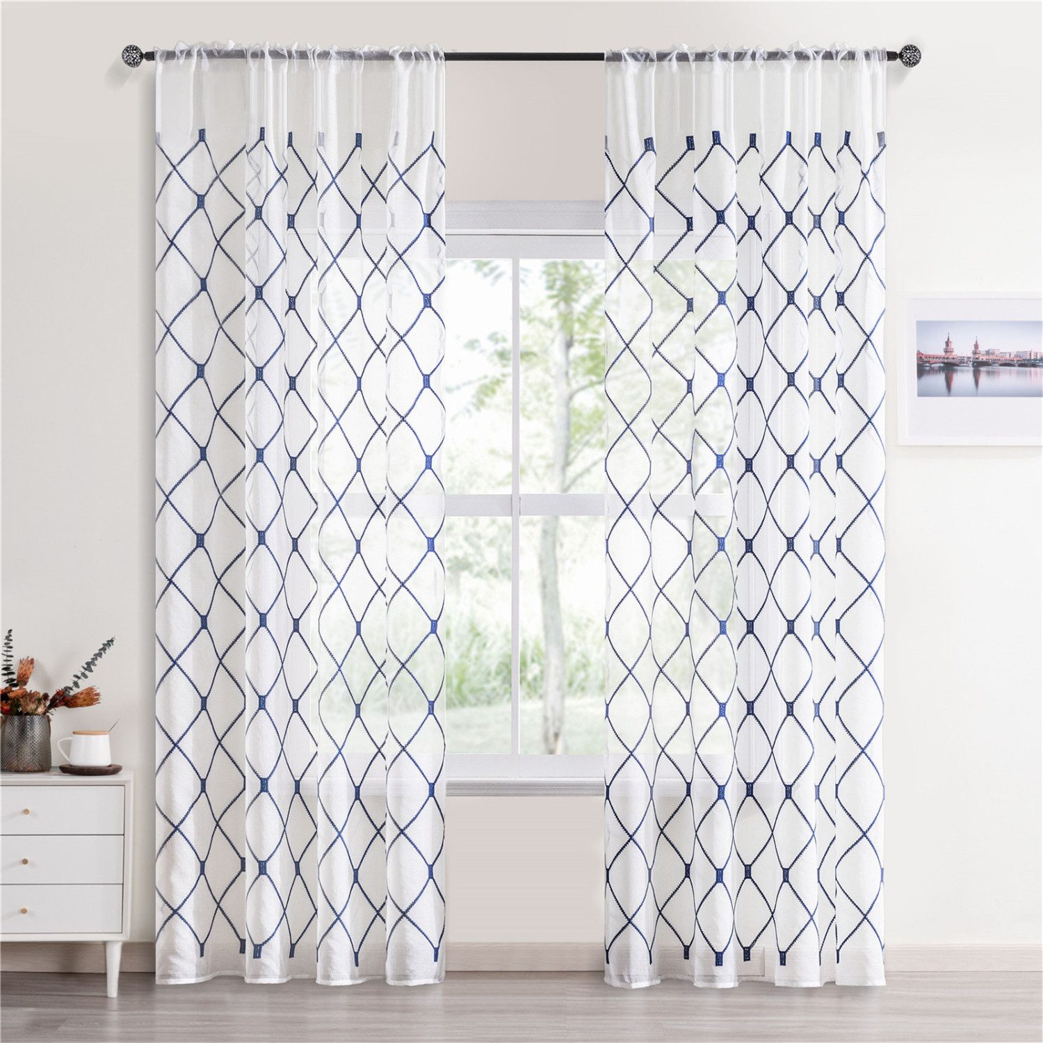 BYSURE Gardine, Stangendurchzug (2 St), halbtransparent, günstig online kaufen