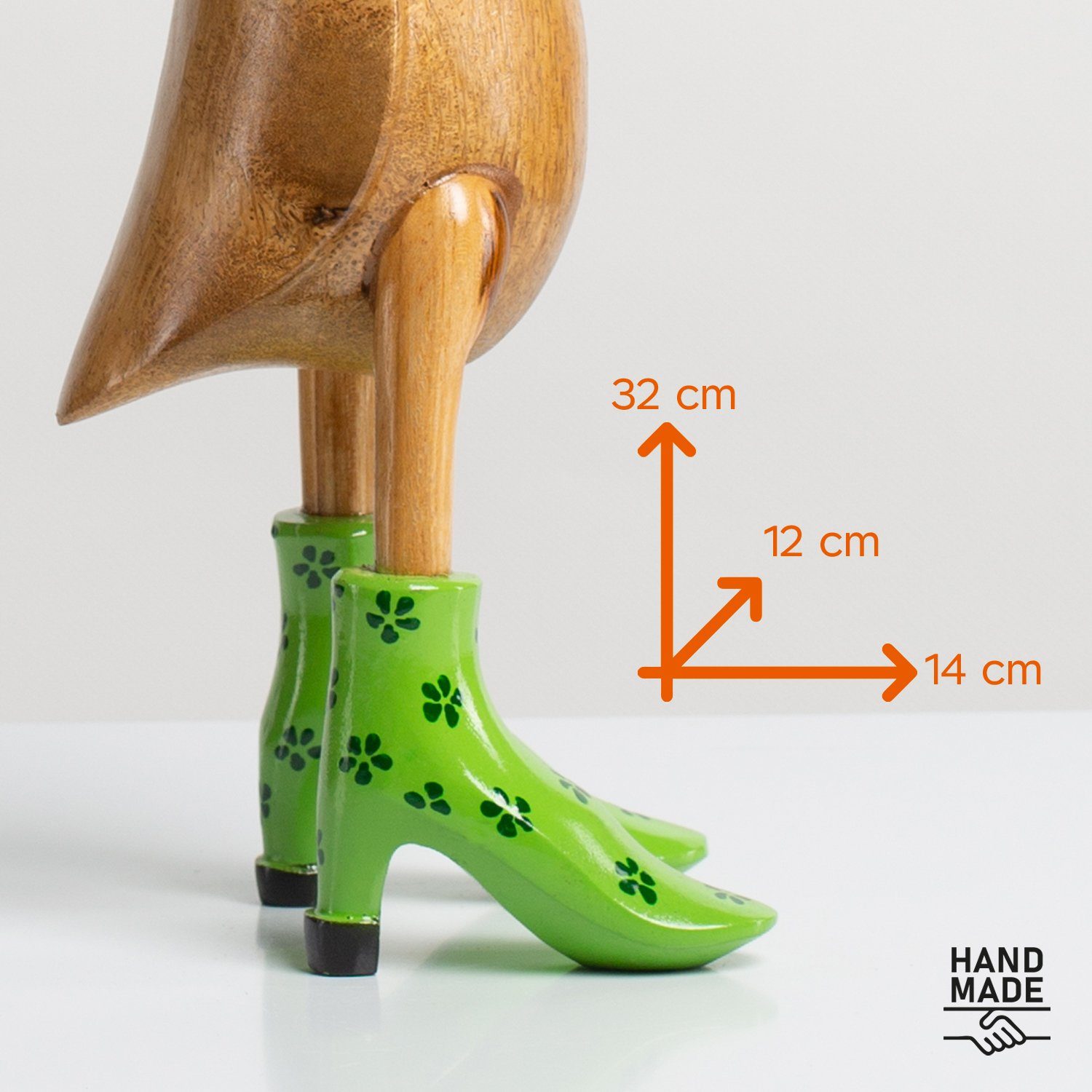 DomDeco Dekofigur Handgefertigte Deko-Figur aus Holz "Ente mit Absatz"