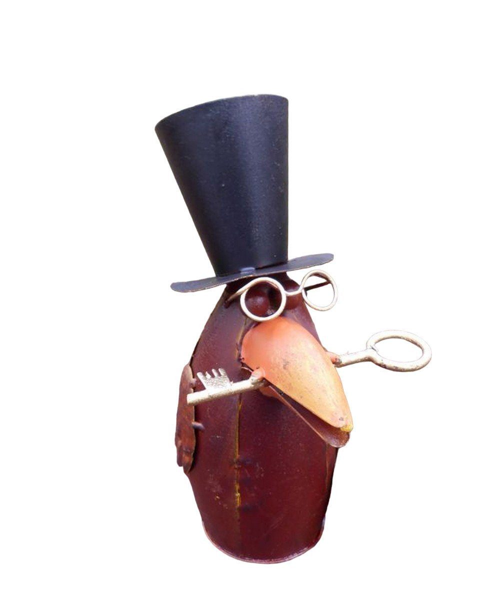 Deko-Impression Gartenfigur Zaunfigur Zaunhocker Rabe mit Zylinder, Brille, Schlüssel Eisen, (1 St)