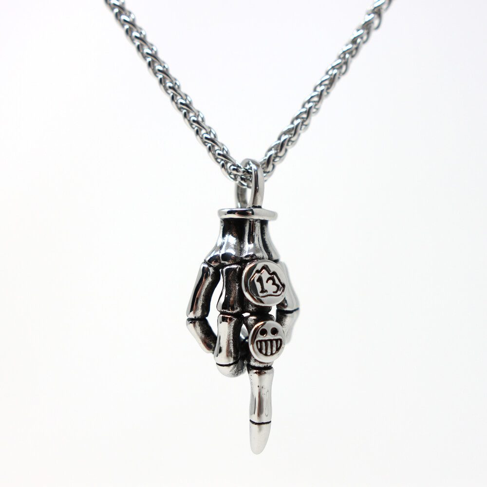Kette mit Anhänger Lederkette Edelstahlkette 316L FUCKOFF