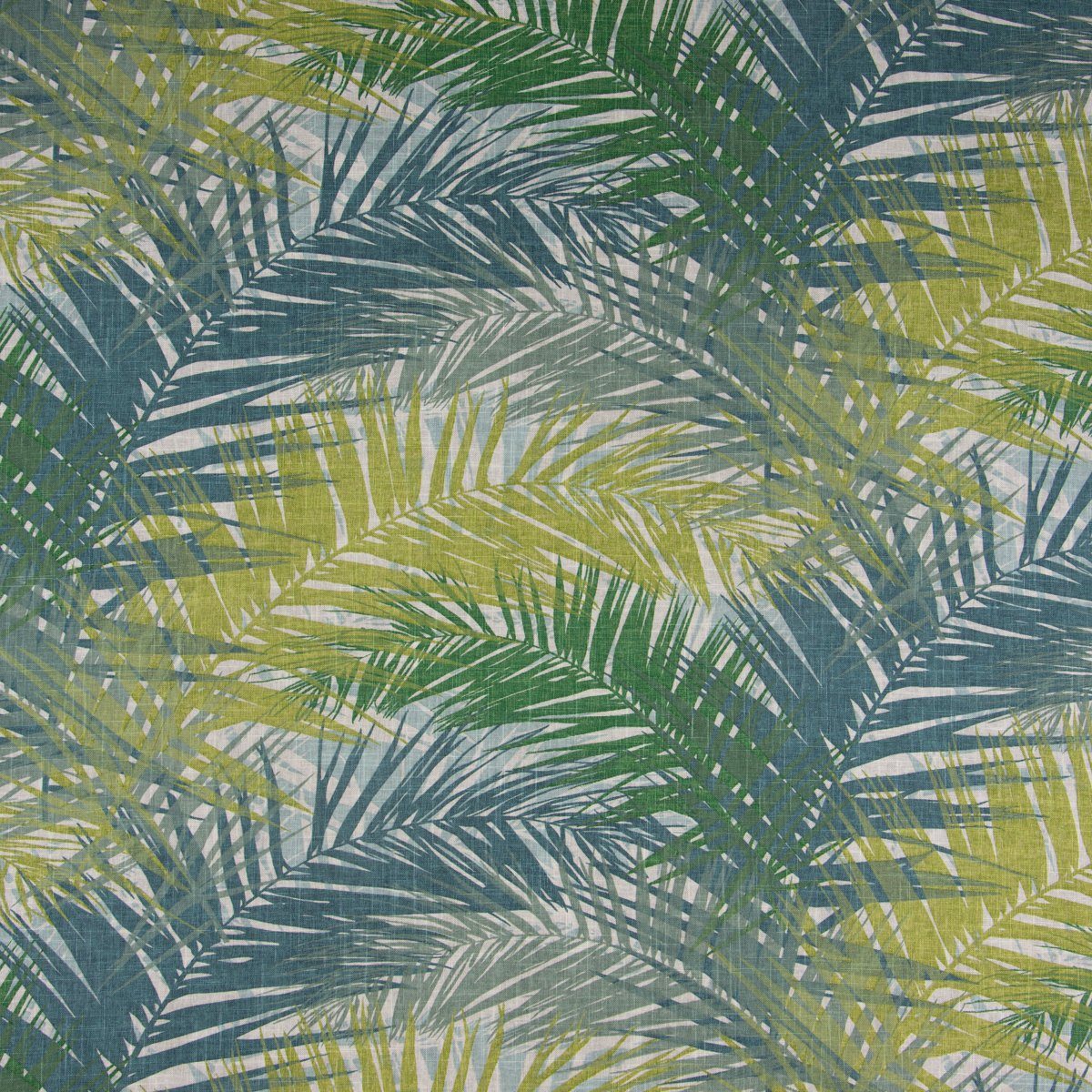 Prestigious Textiles Stoff Dekostoff Jungle Aruba Palmenblätter petrol grün  Töne 1,45m Breite