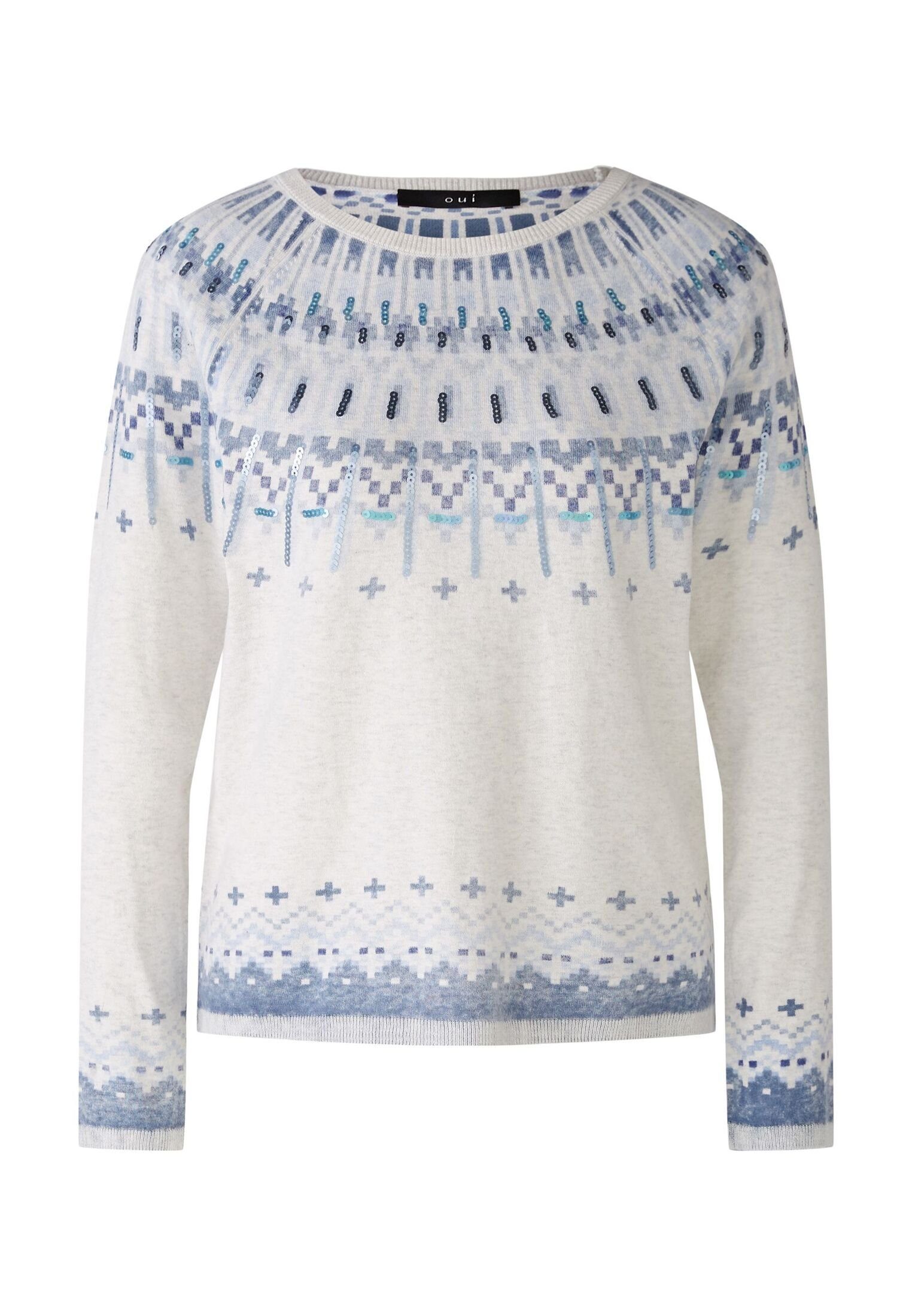 Oui Rundhalspullover Pullover 100% Baumwolle