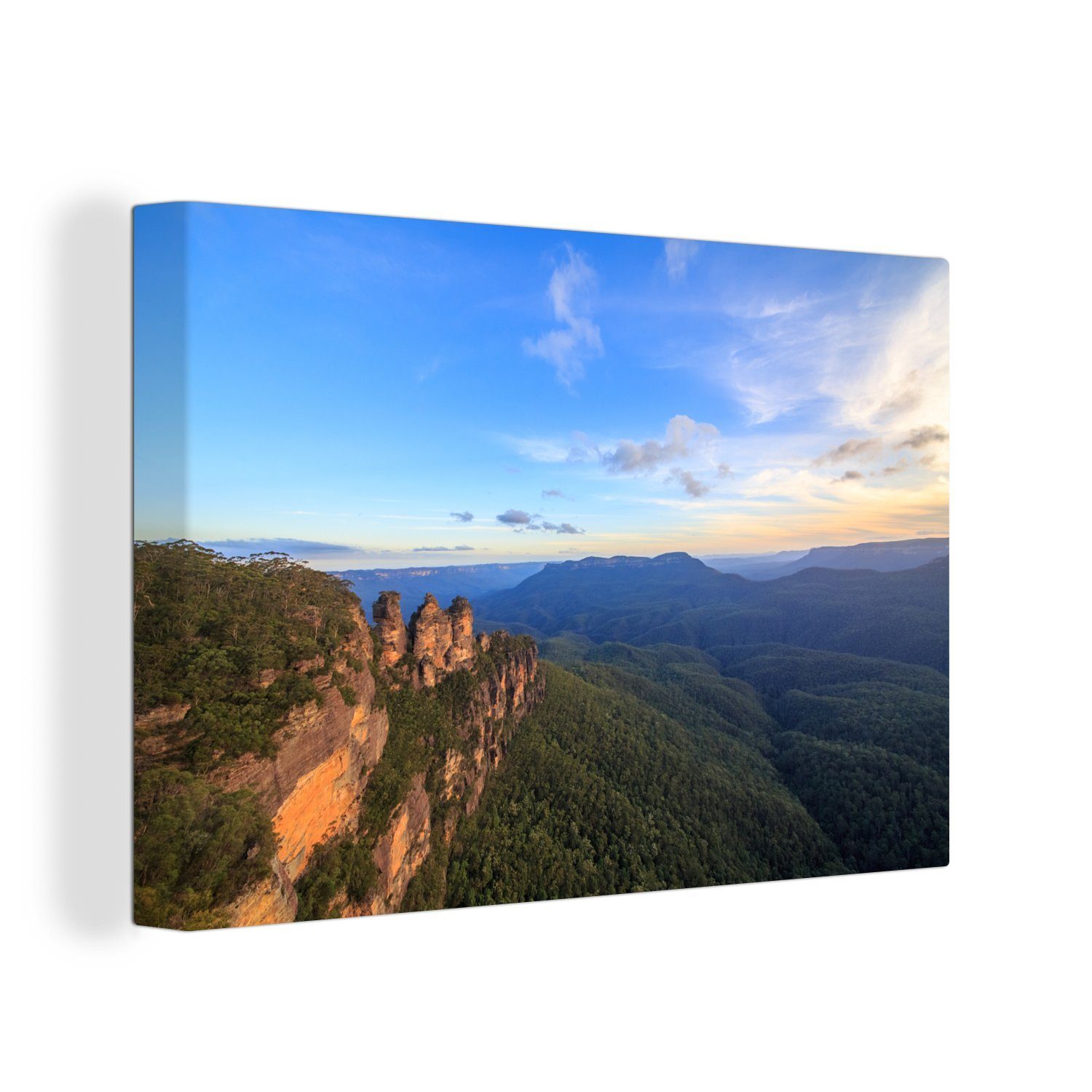 OneMillionCanvasses® Leinwandbild Die drei Schwestern im NZW Blue Mountains National Park, (1 St), Wandbild Leinwandbilder, Aufhängefertig, Wanddeko, 30x20 cm