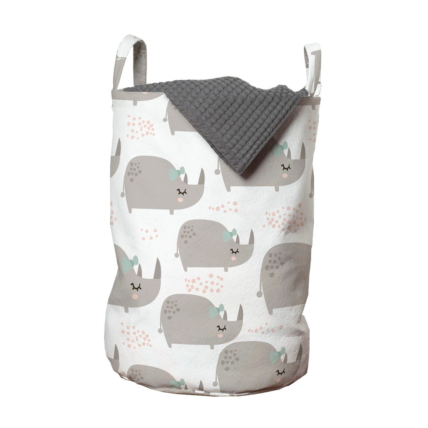 Abakuhaus Wäschesäckchen Wäschekorb mit Griffen Kordelzugverschluss für Waschsalons, skandinavisch Wild Animal Mädchen Bow