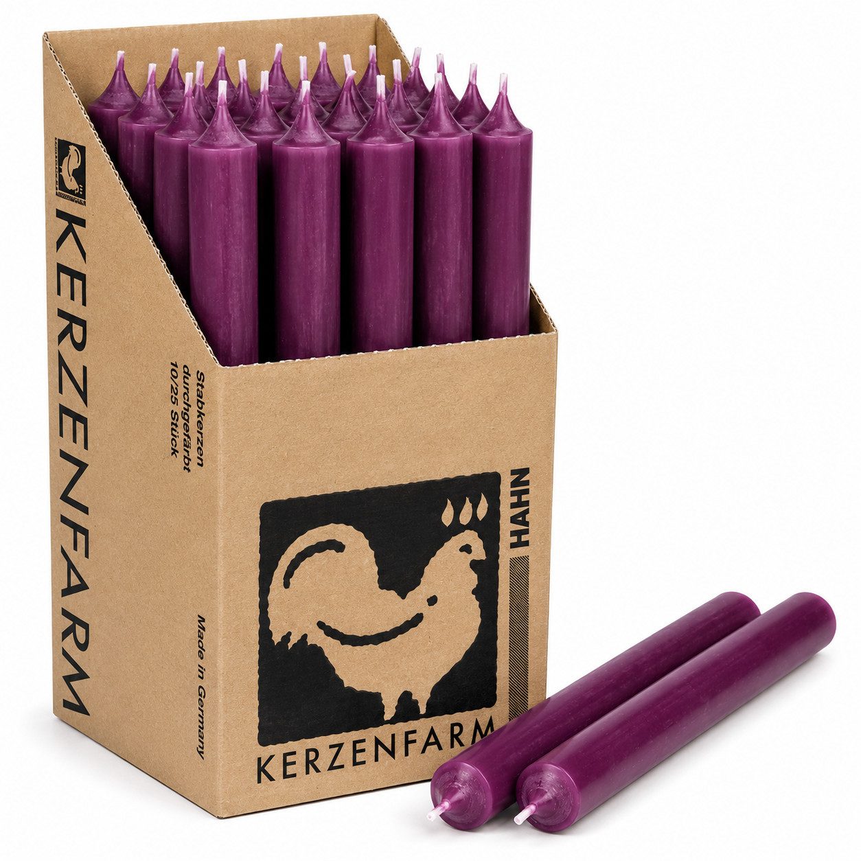 Hahn Kerzenfarm Spitzkerze Spitzkerzen XL 25 cm – Extra lange Stabkerzen aus Deutschland