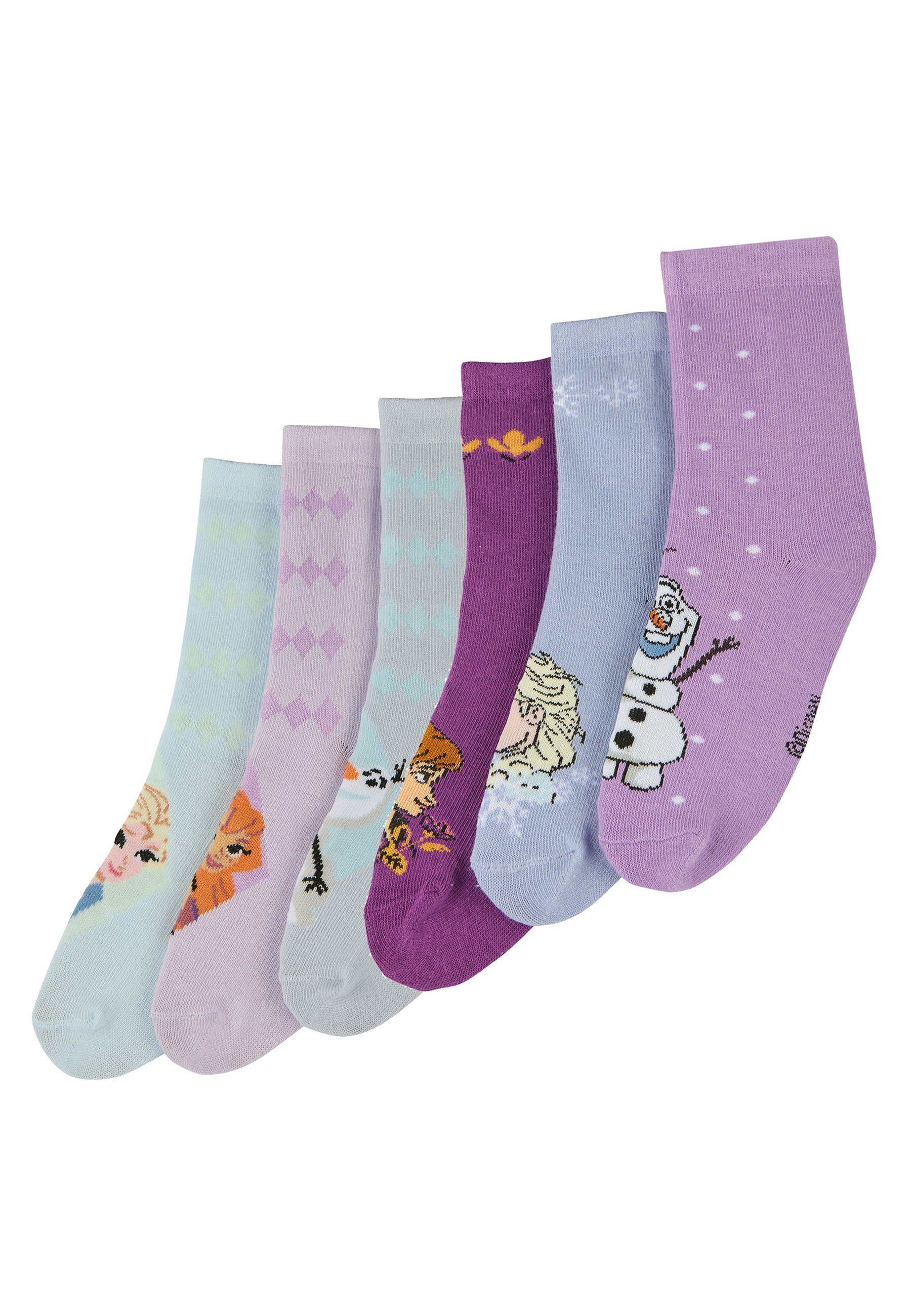 ONOMATO! Socken Frozen - Die Eiskönige Kinder Mädchen Strümpfe Socken 6er Pack (6-Paar)