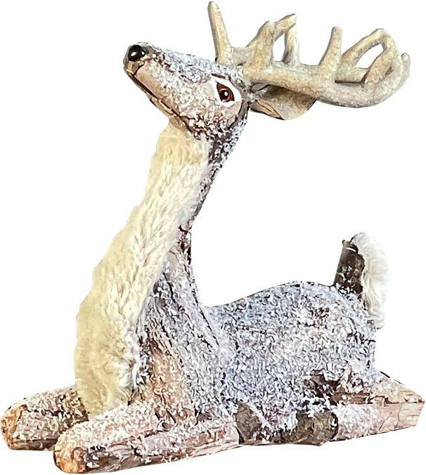 HOSSNER - HOMECOLLECTION Tierfigur, Weihnachtsfigur St), Hirsch, Dekofigur, liegend (1 Weihnachtsdeko